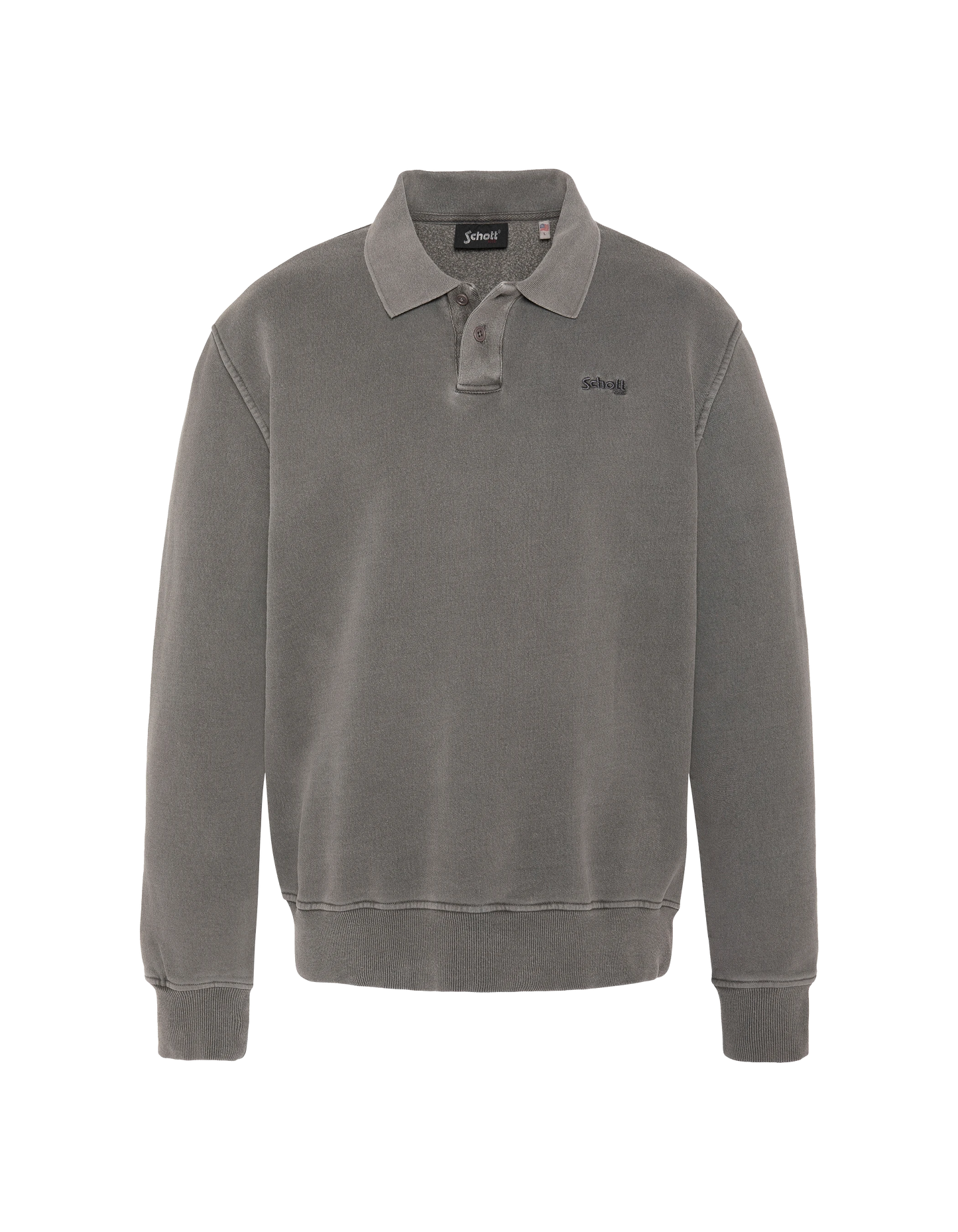 Sweatshirt col polo charbon, effet délavé