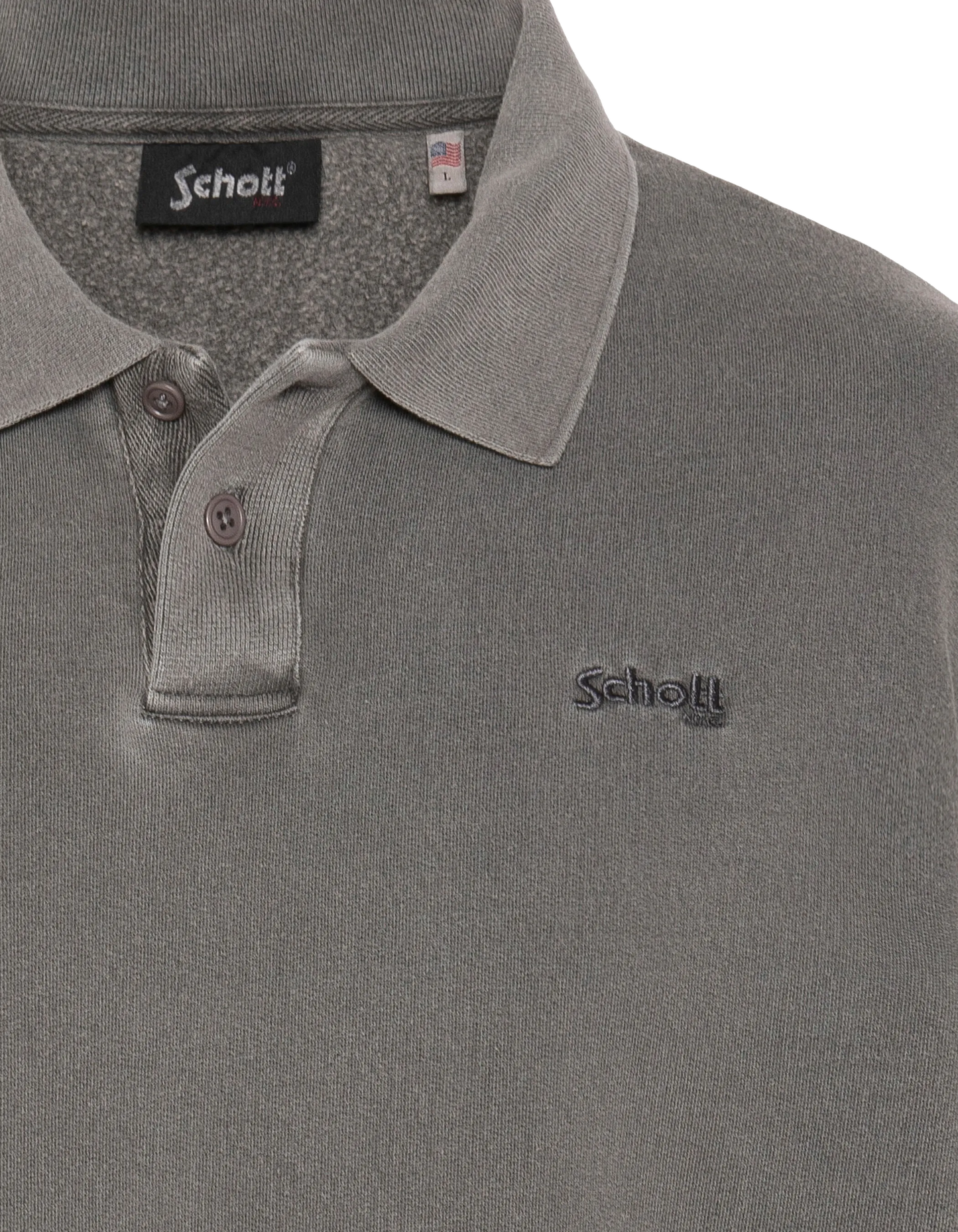 Sweatshirt col polo charbon, effet délavé