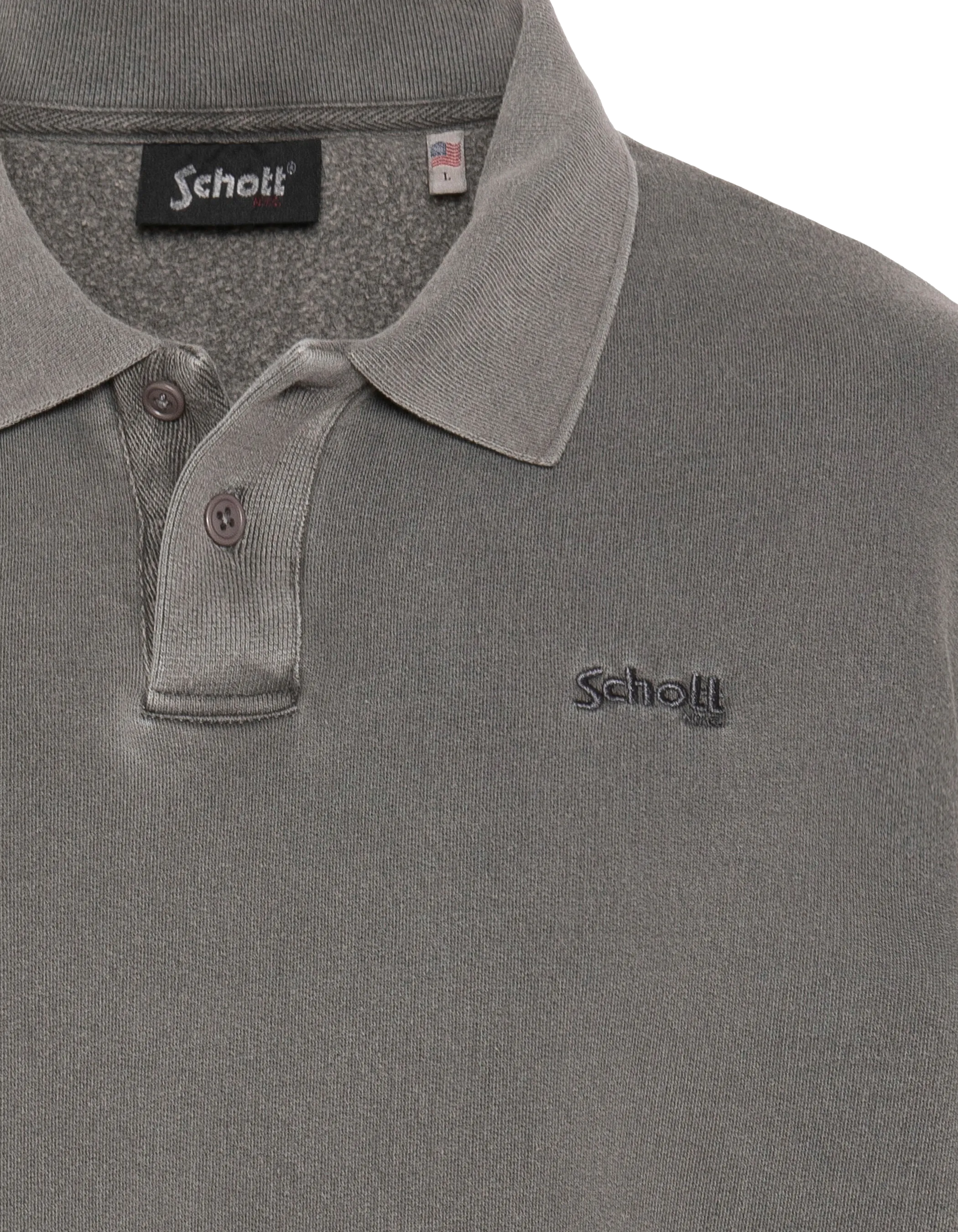 Sweatshirt col polo charbon, effet délavé-3