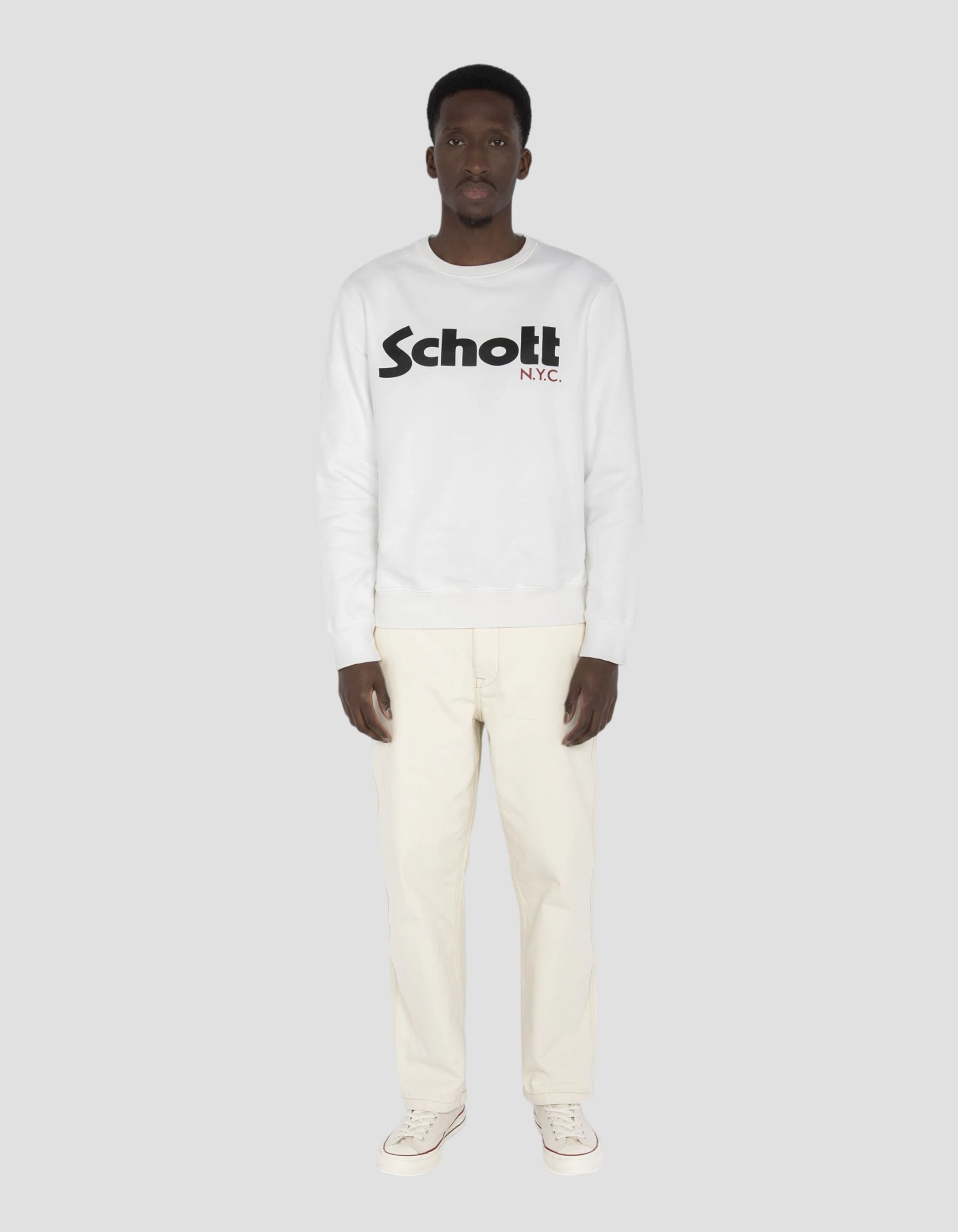Sweatshirt col rond blanc-1