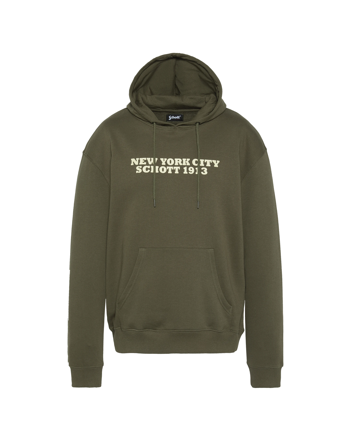 Felpa kaki stampata con cappuccio