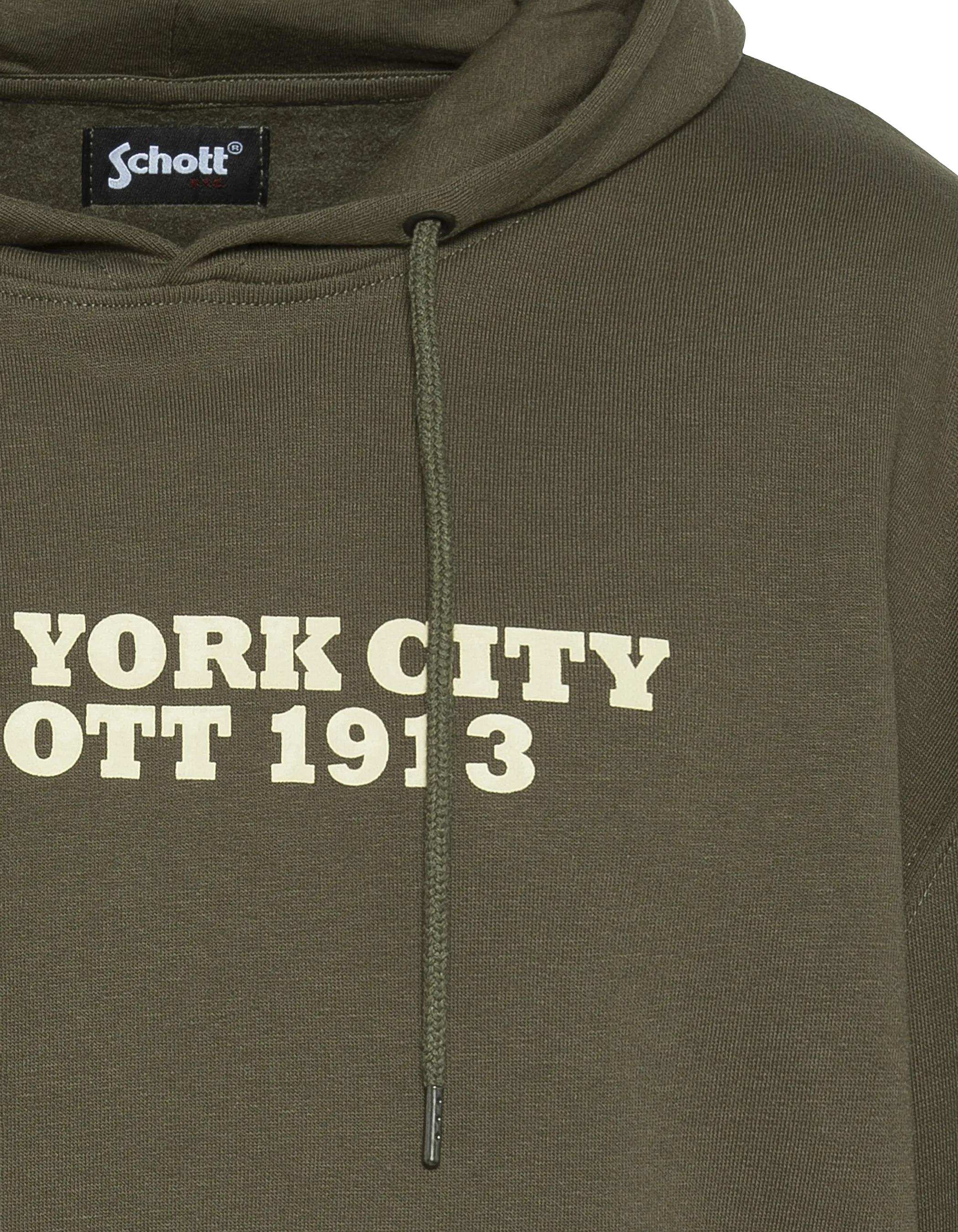 Felpa kaki stampata con cappuccio-3