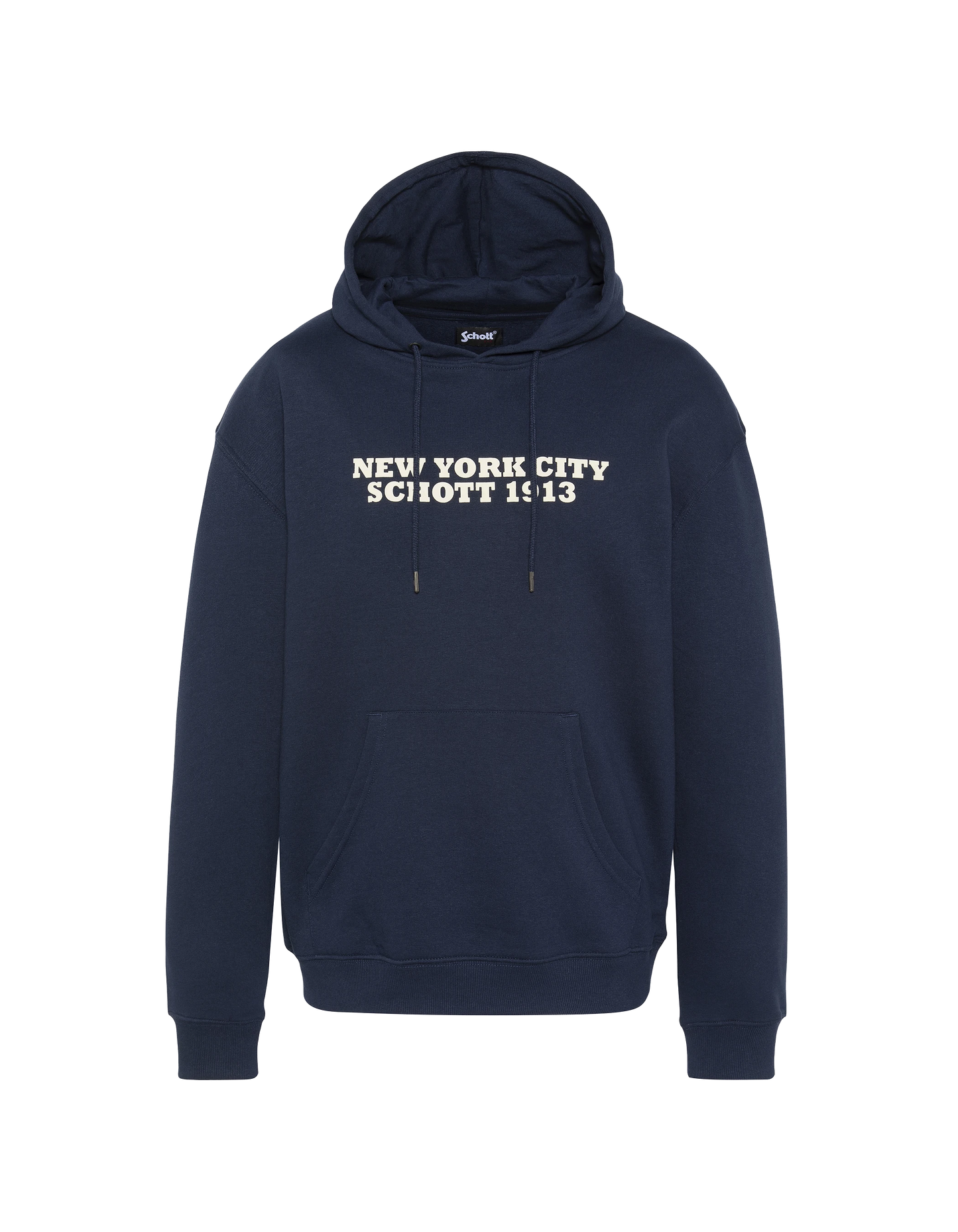 Spaccata blu navy stampato con cappuccio