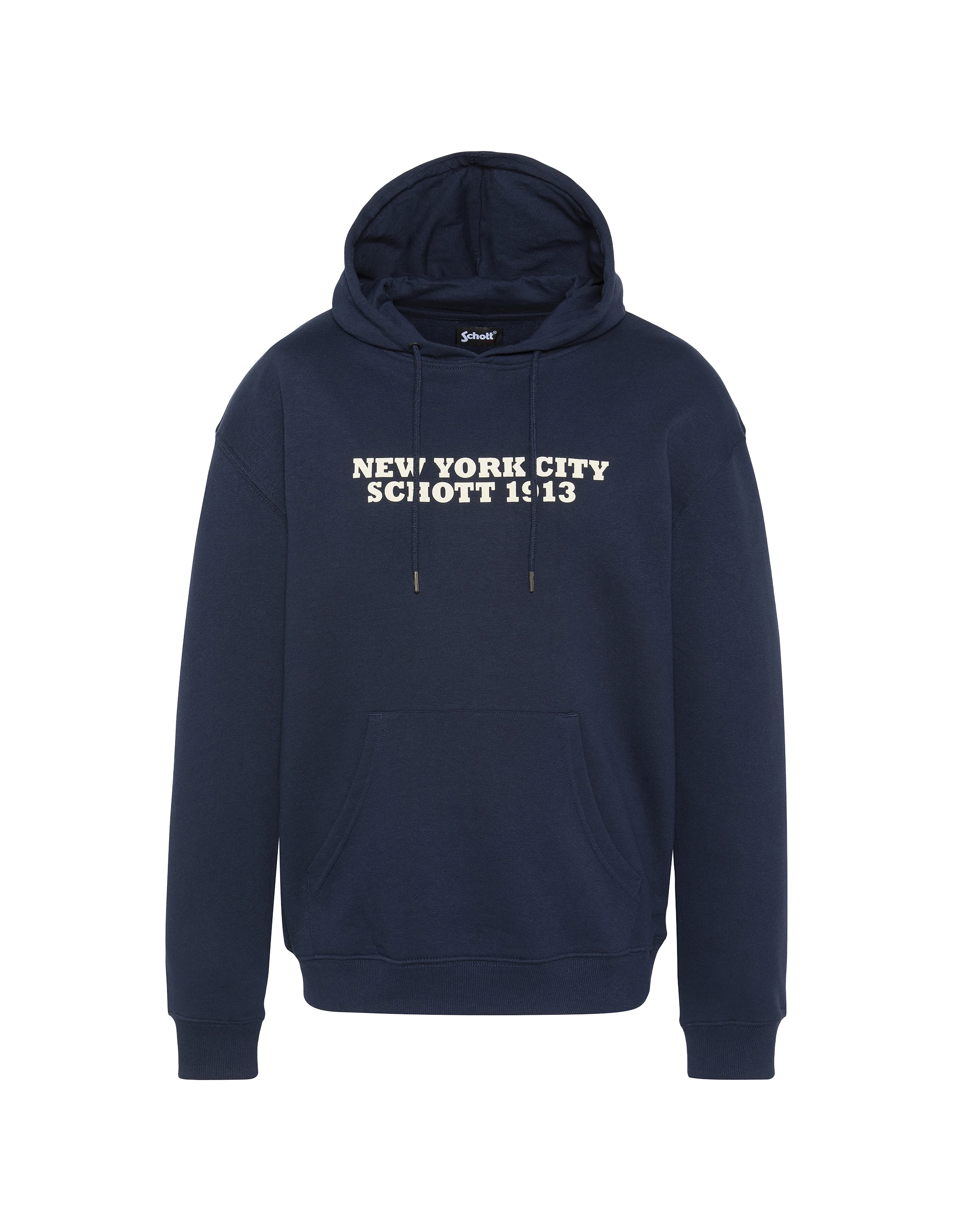 Spaccata blu navy stampato con cappuccio-1