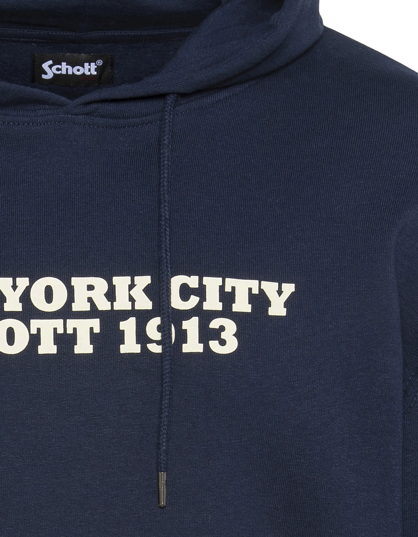 Spaccata blu navy stampato con cappuccio