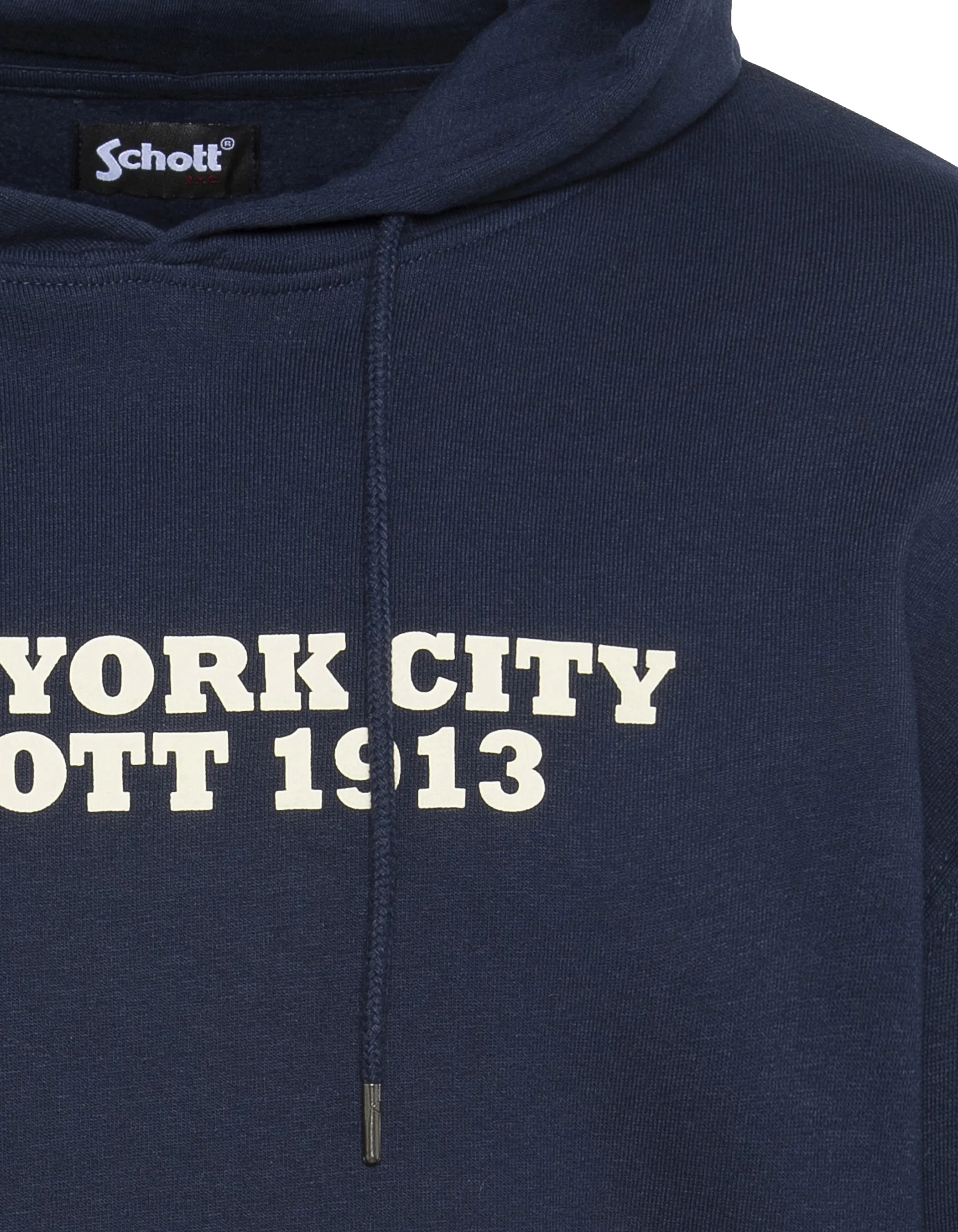 Spaccata blu navy stampato con cappuccio-3