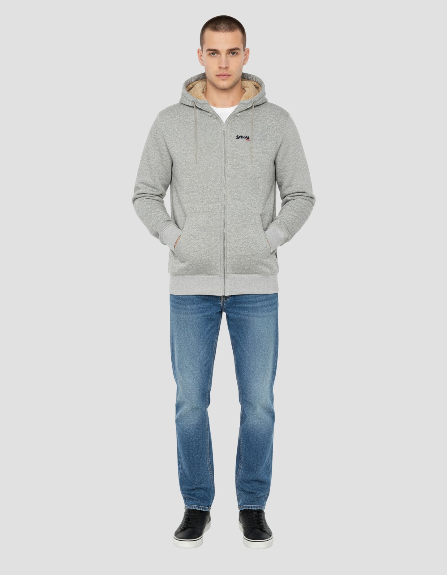 Chinesische graue Kapuze mit Kapuze mit Zip -Sweatshirt