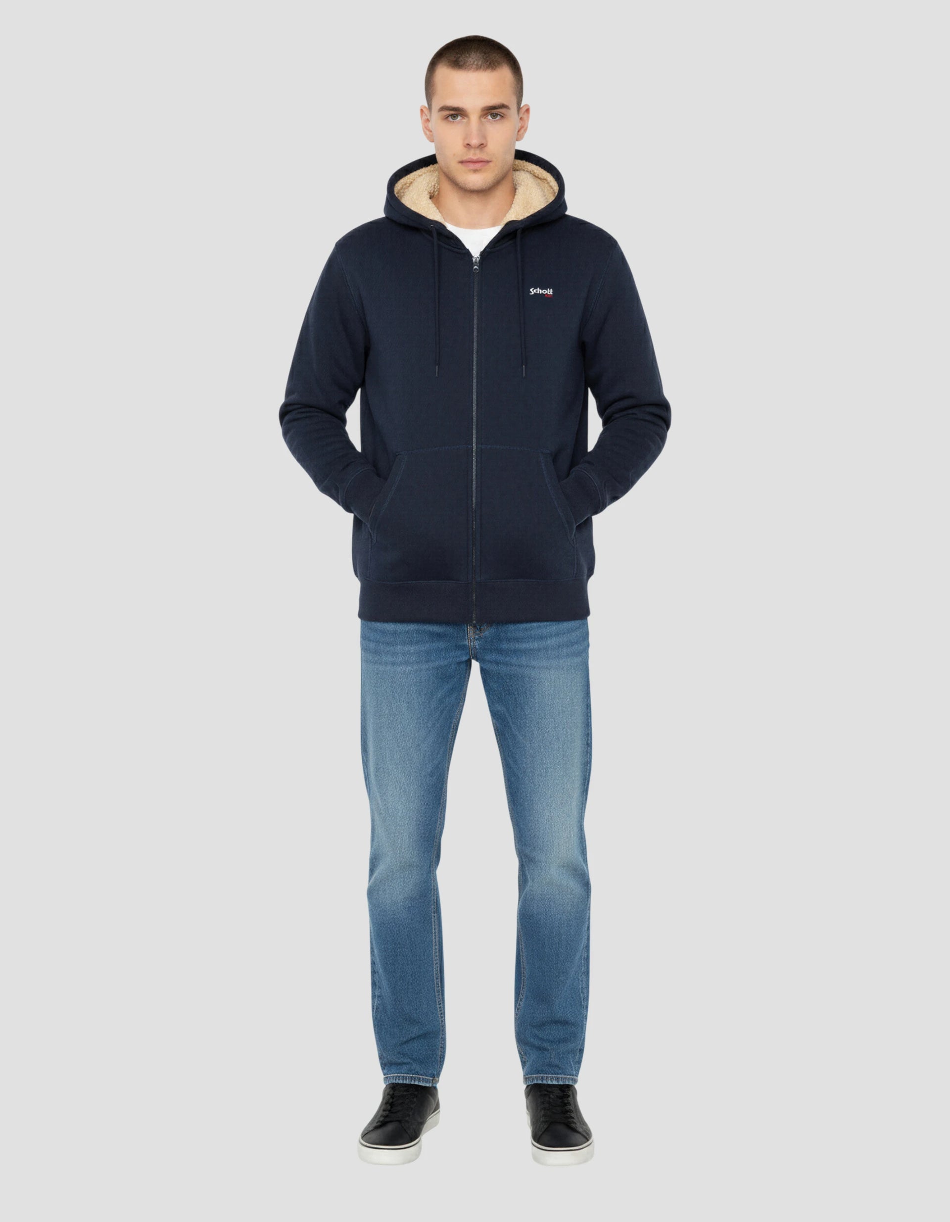 Navy blue zipped sweatshirt - Swhalen | Schott NYC®