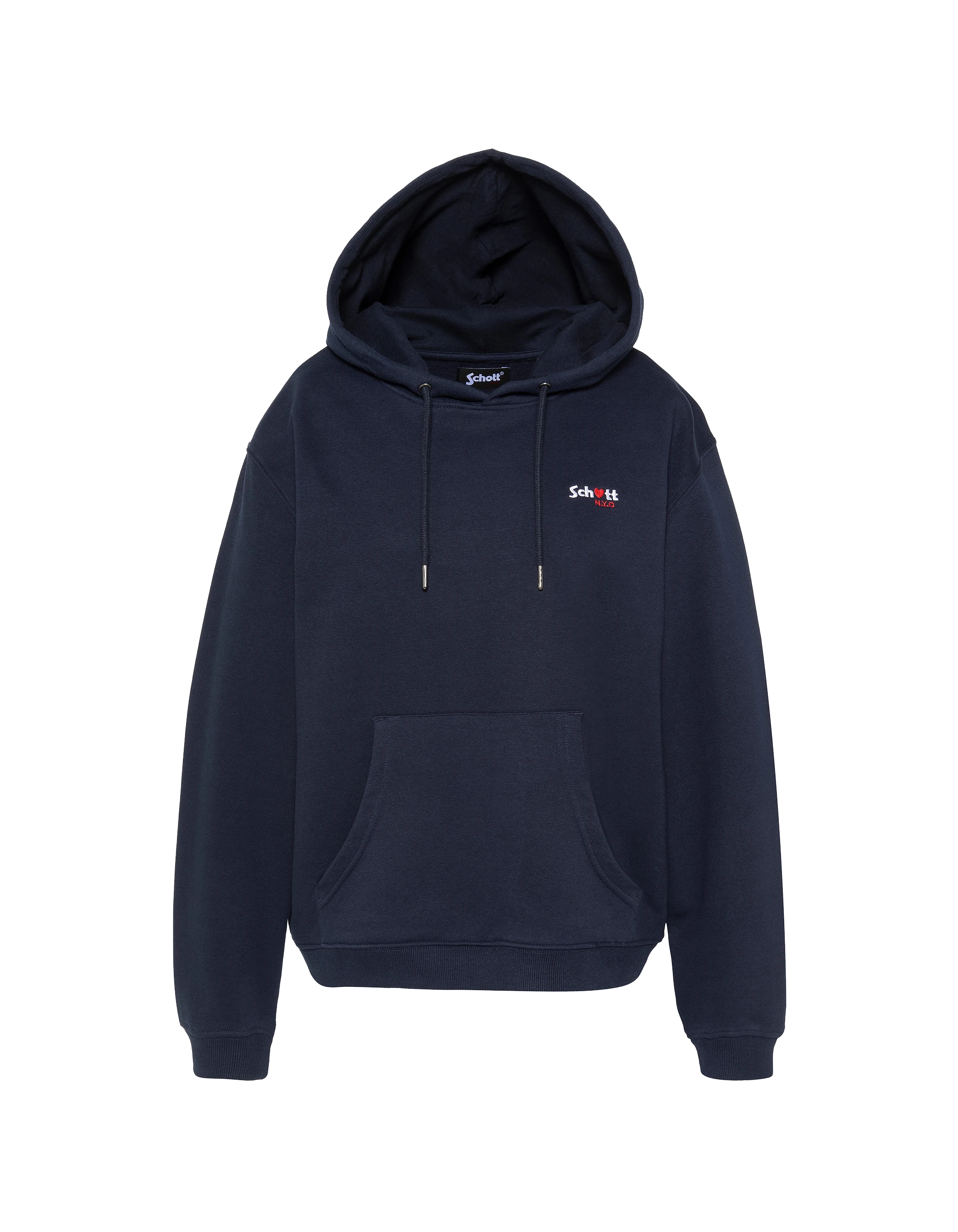Sweatshirt bleu marine à capuche avec broderie cœur-1