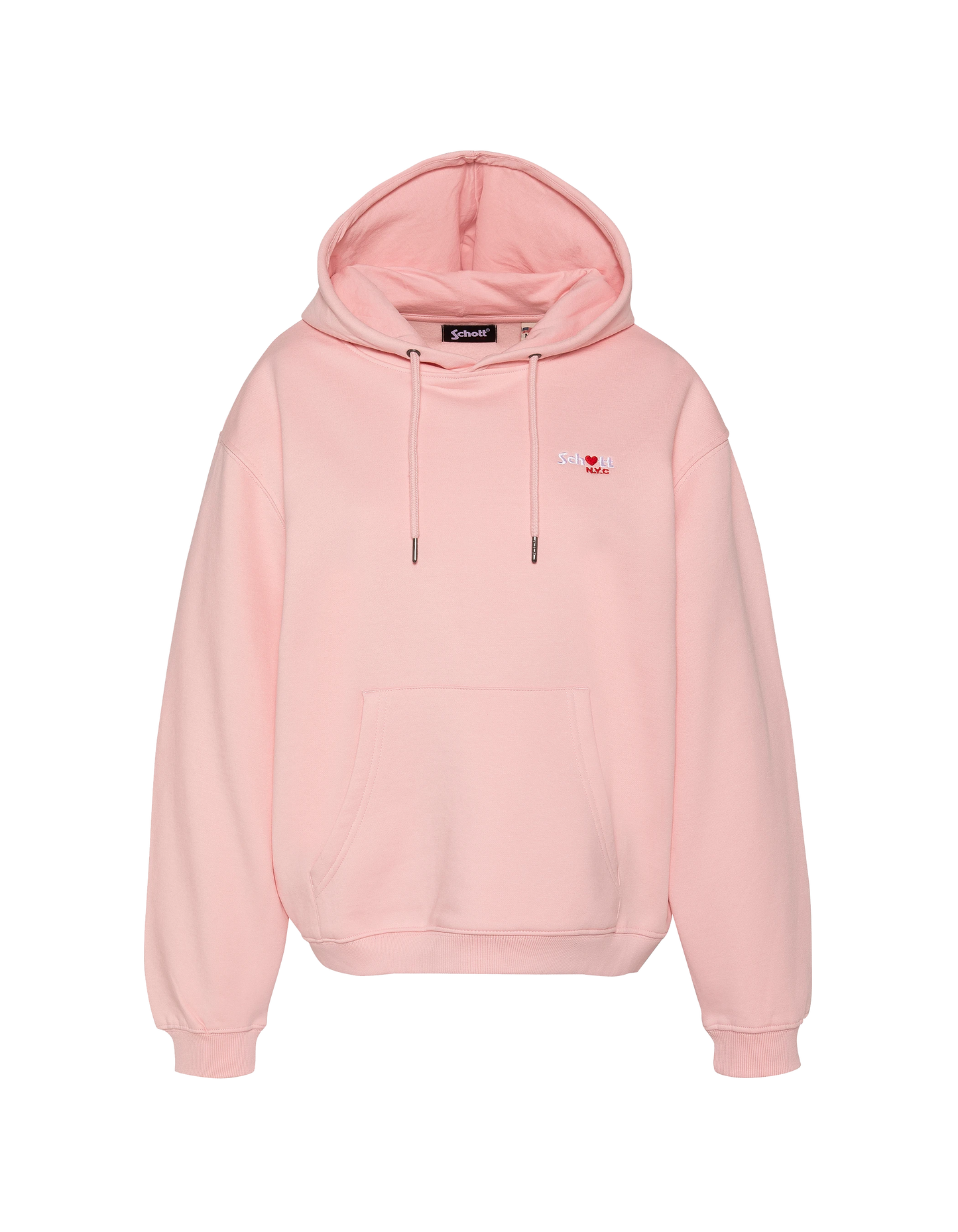 Sweatshirt rose pâle à capuche avec broderie cœur