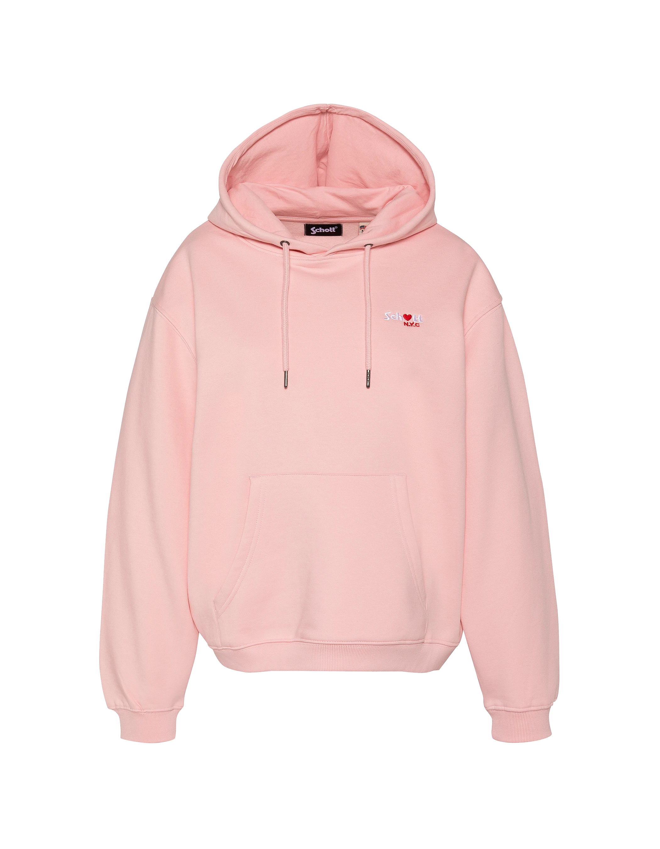 Sweatshirt rose pâle à capuche avec broderie cœur-1