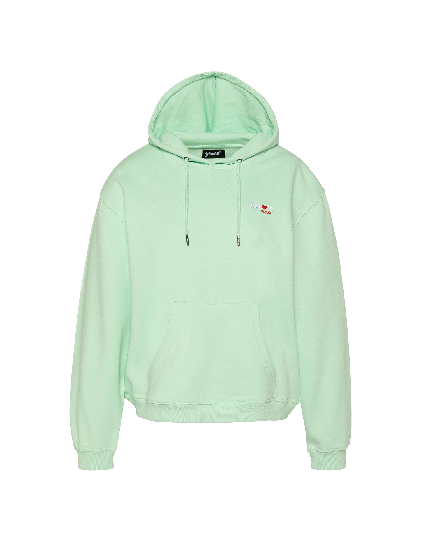 Sweatshirt vert pastel à capuche avec broderie cœur