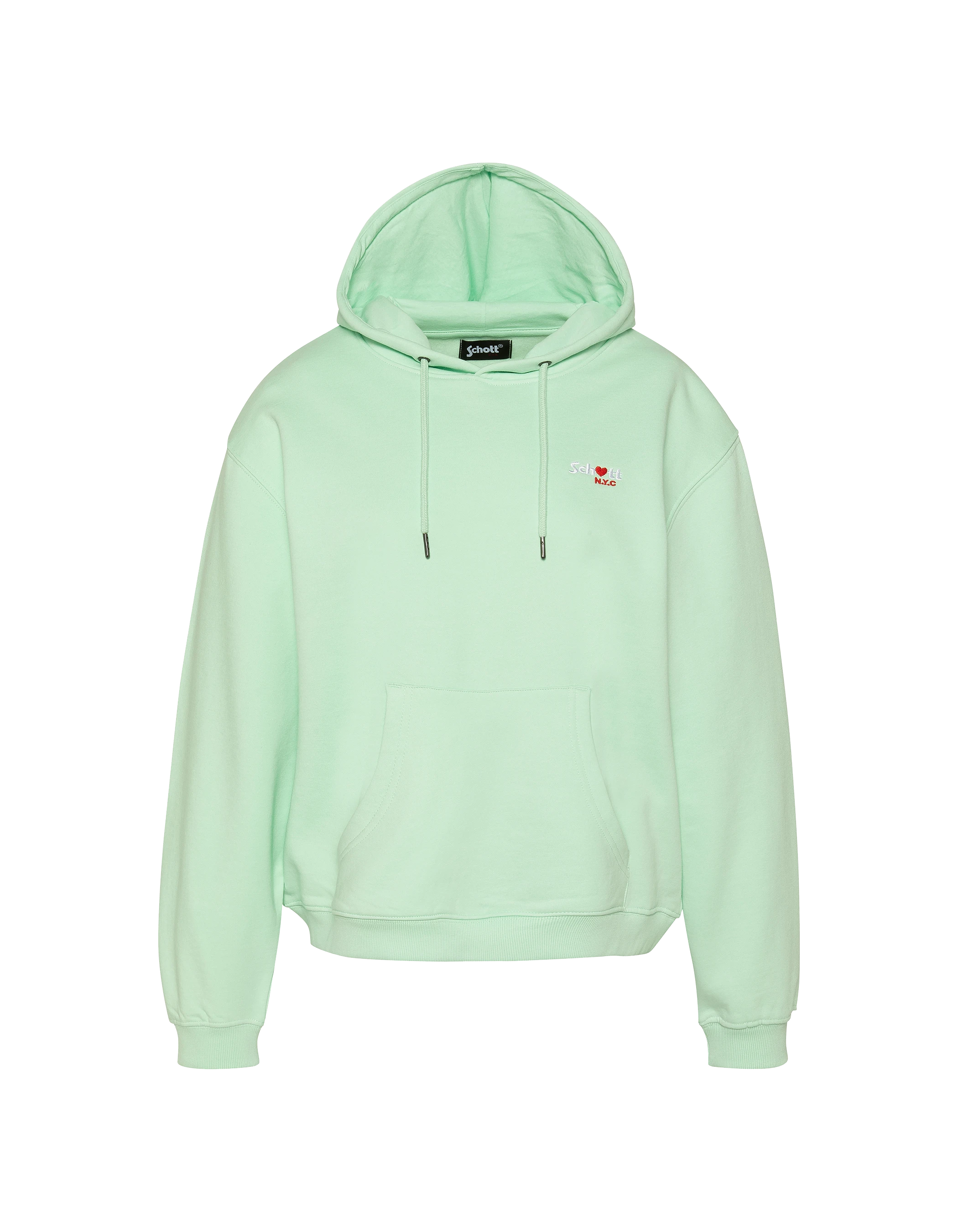 Sweatshirt vert pastel à capuche avec broderie cœur-1