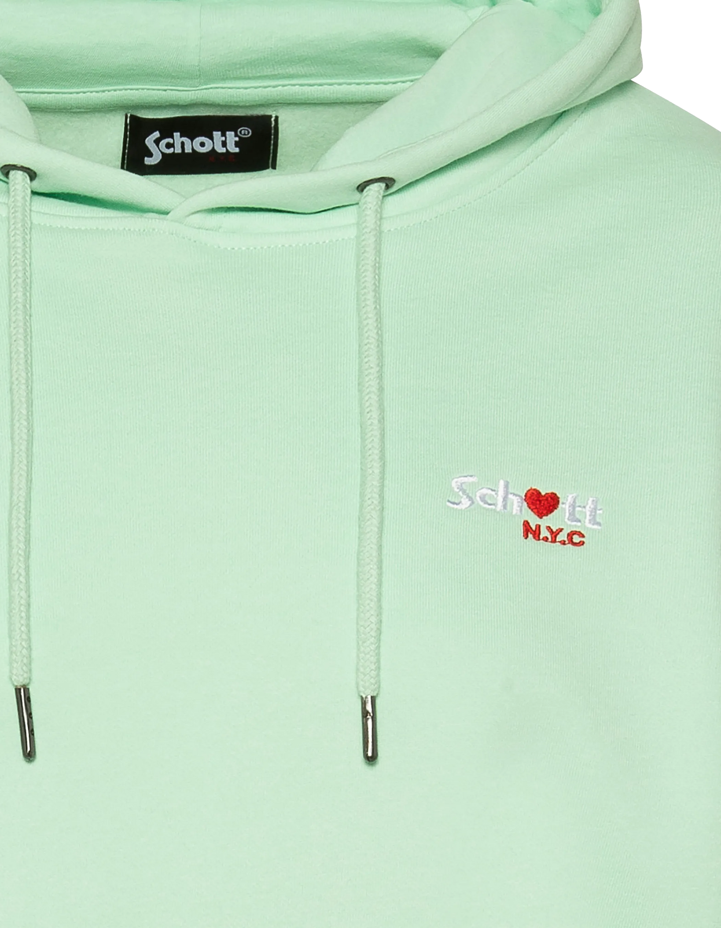 Sweatshirt vert pastel à capuche avec broderie cœur