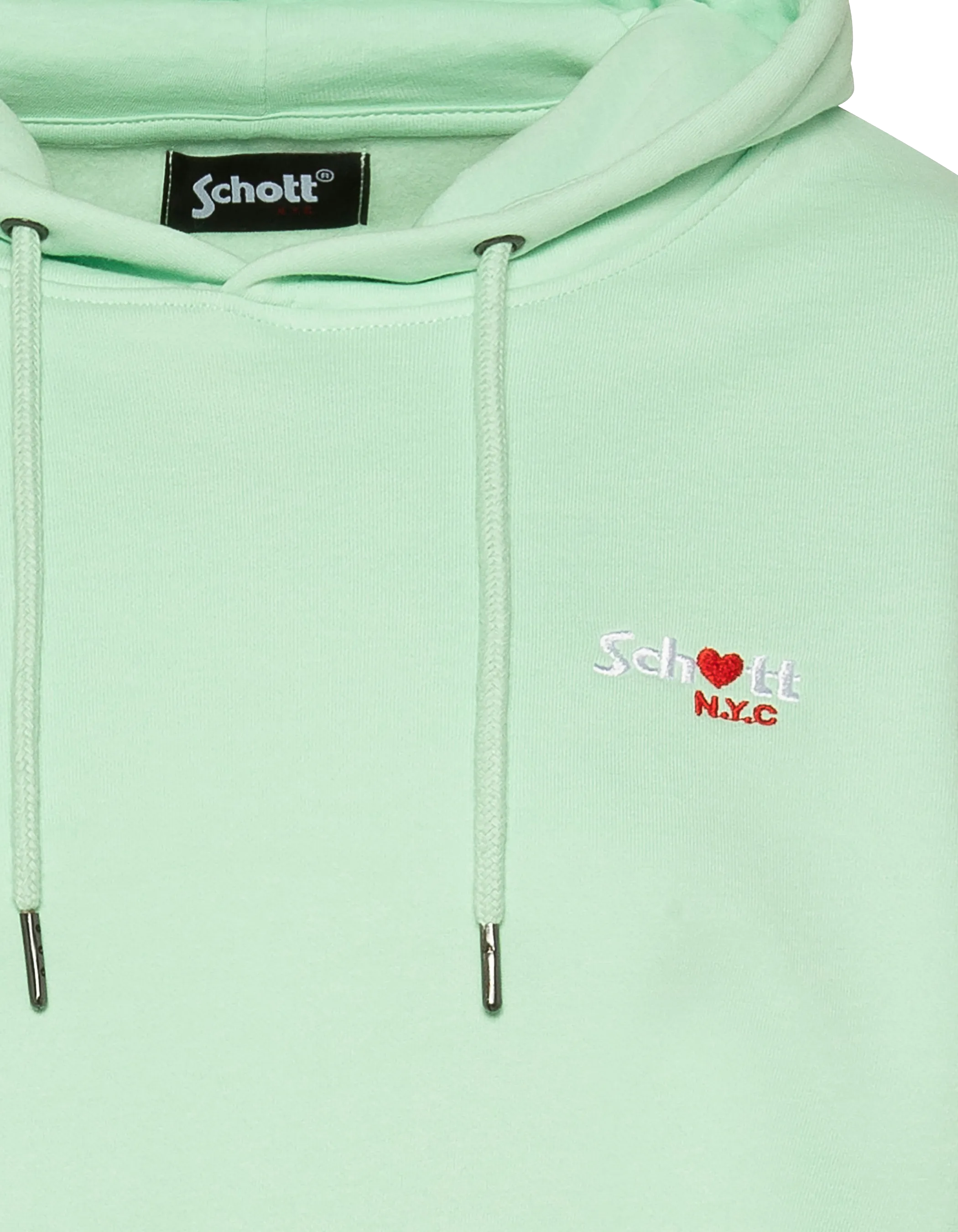 Sweatshirt vert pastel à capuche avec broderie cœur-3