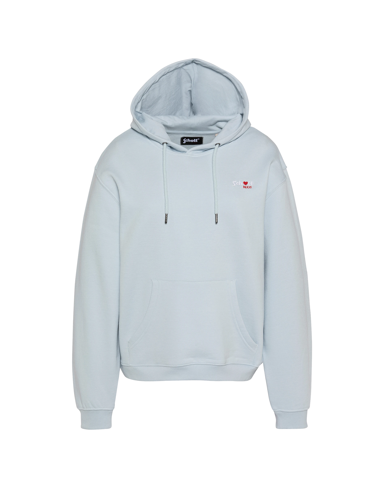 Sweatshirt bleu ciel à capuche avec broderie cœur