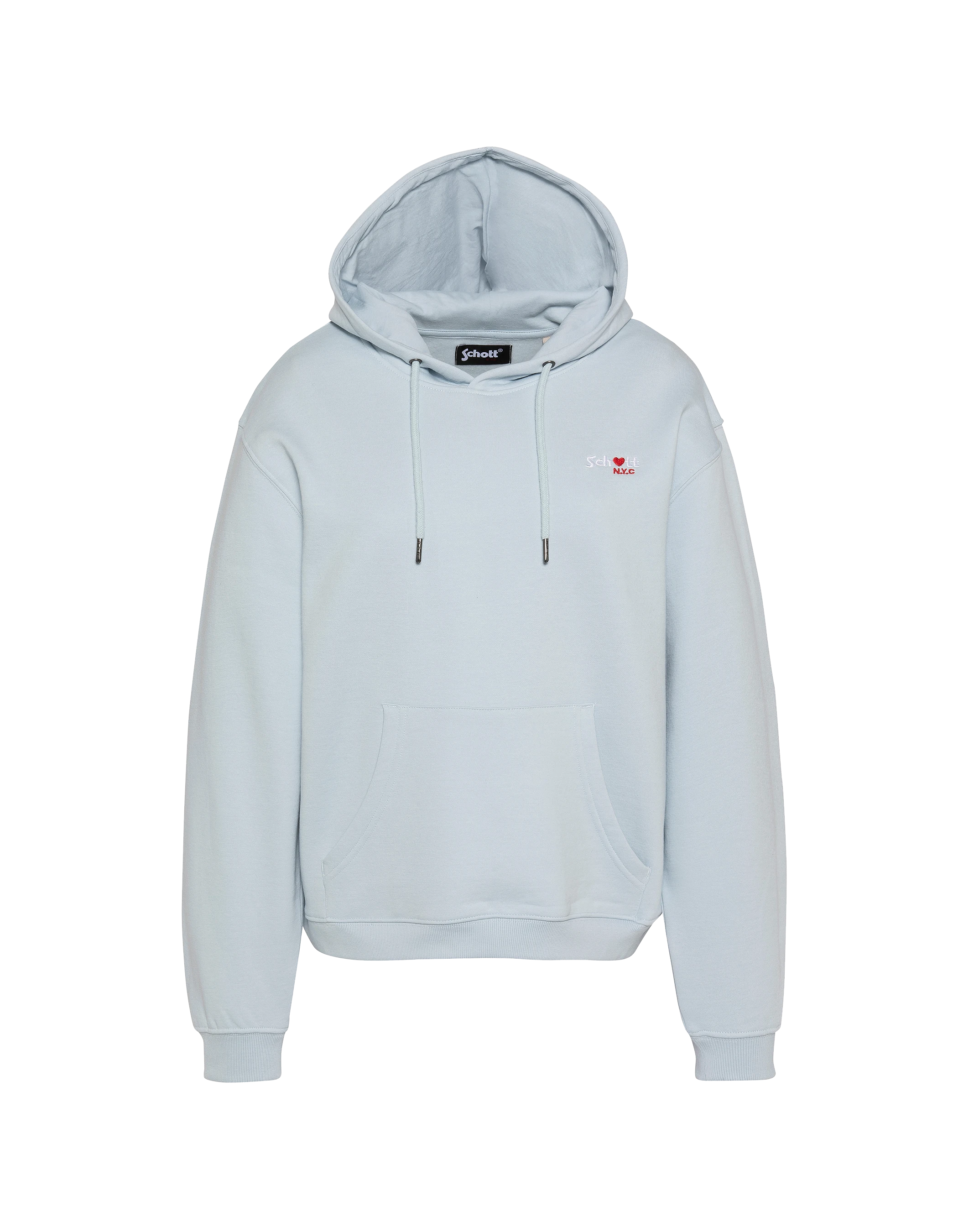 Sweatshirt bleu ciel à capuche avec broderie cœur-1