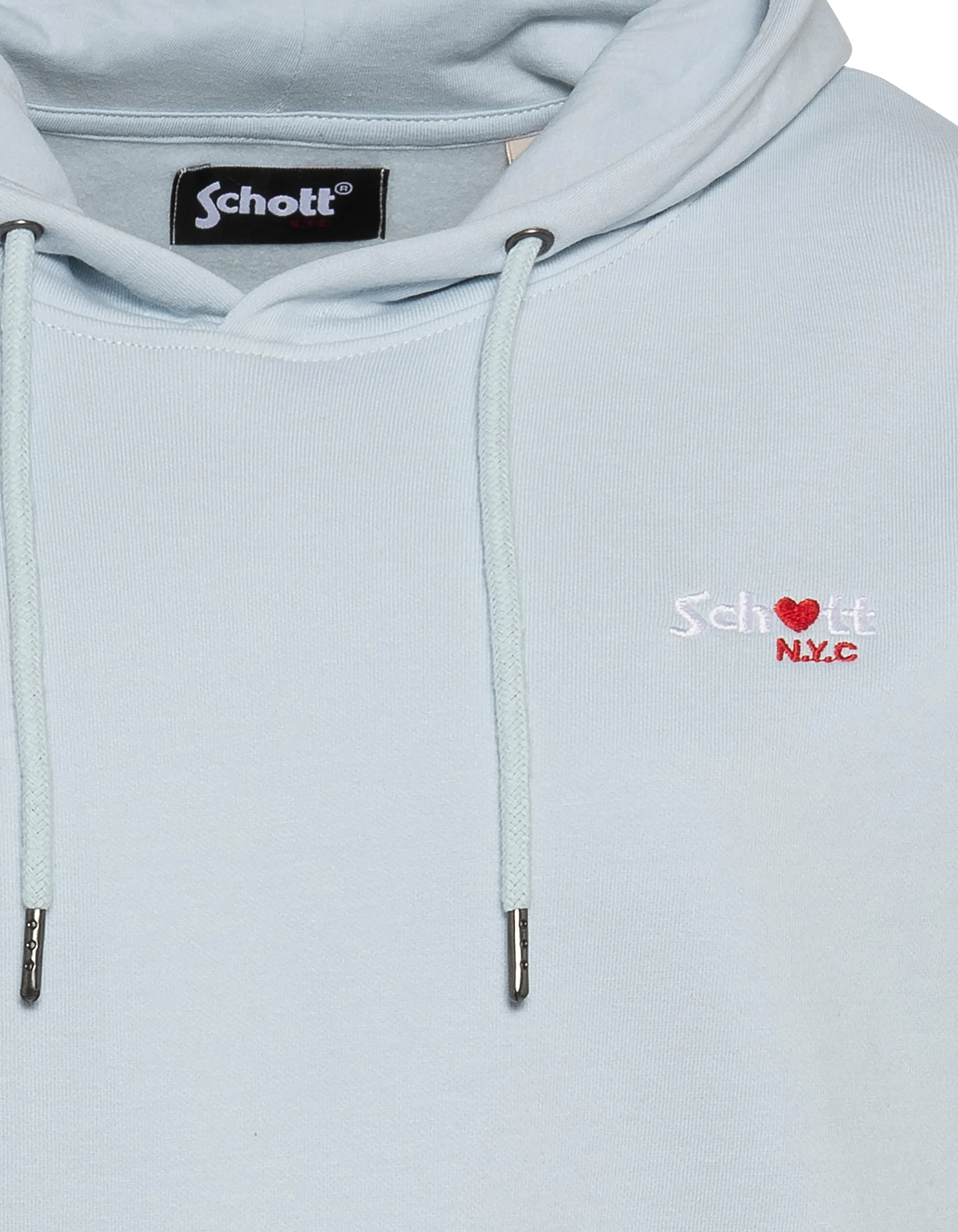 Sweatshirt bleu ciel à capuche avec broderie cœur