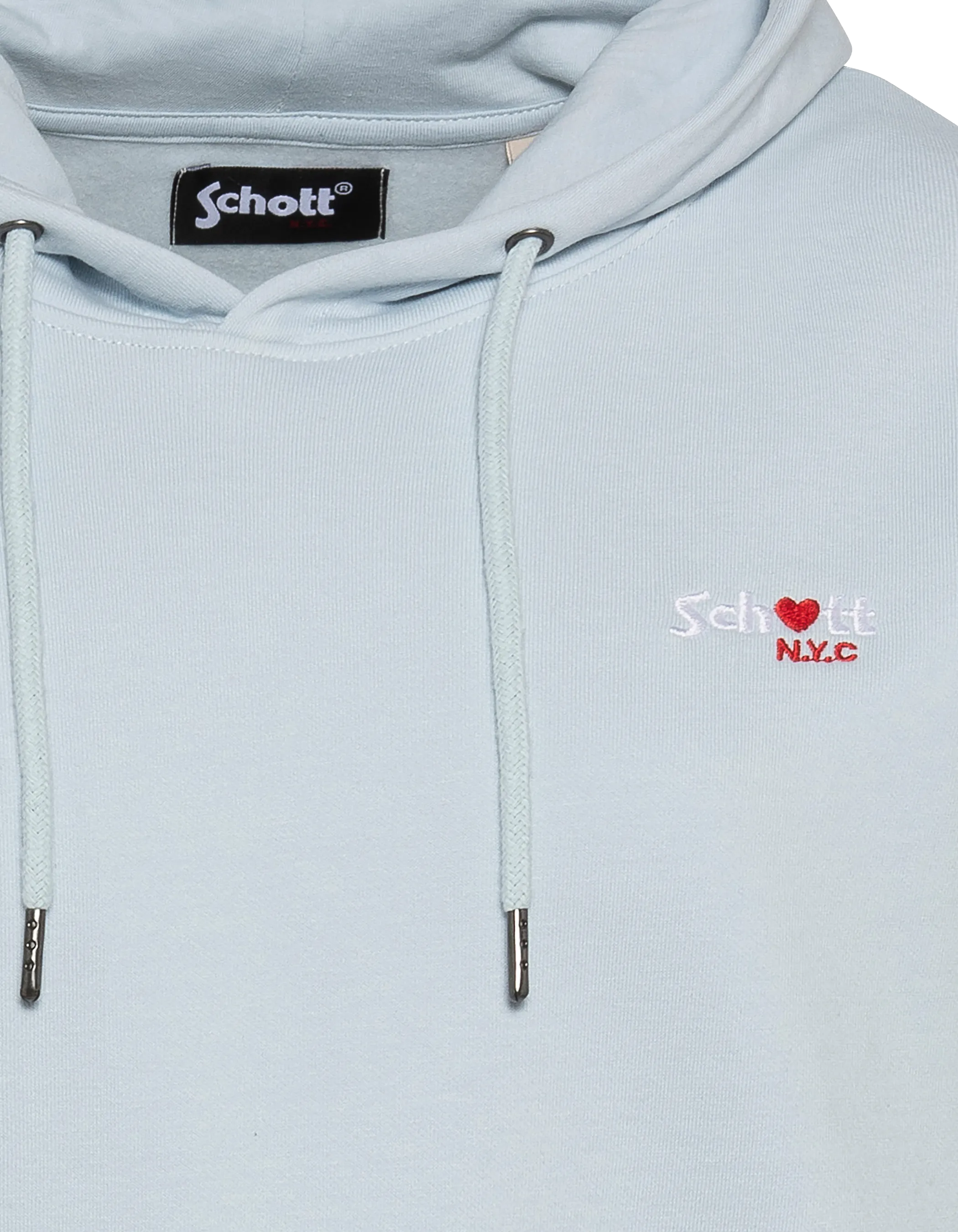 Sweatshirt bleu ciel à capuche avec broderie cœur-3