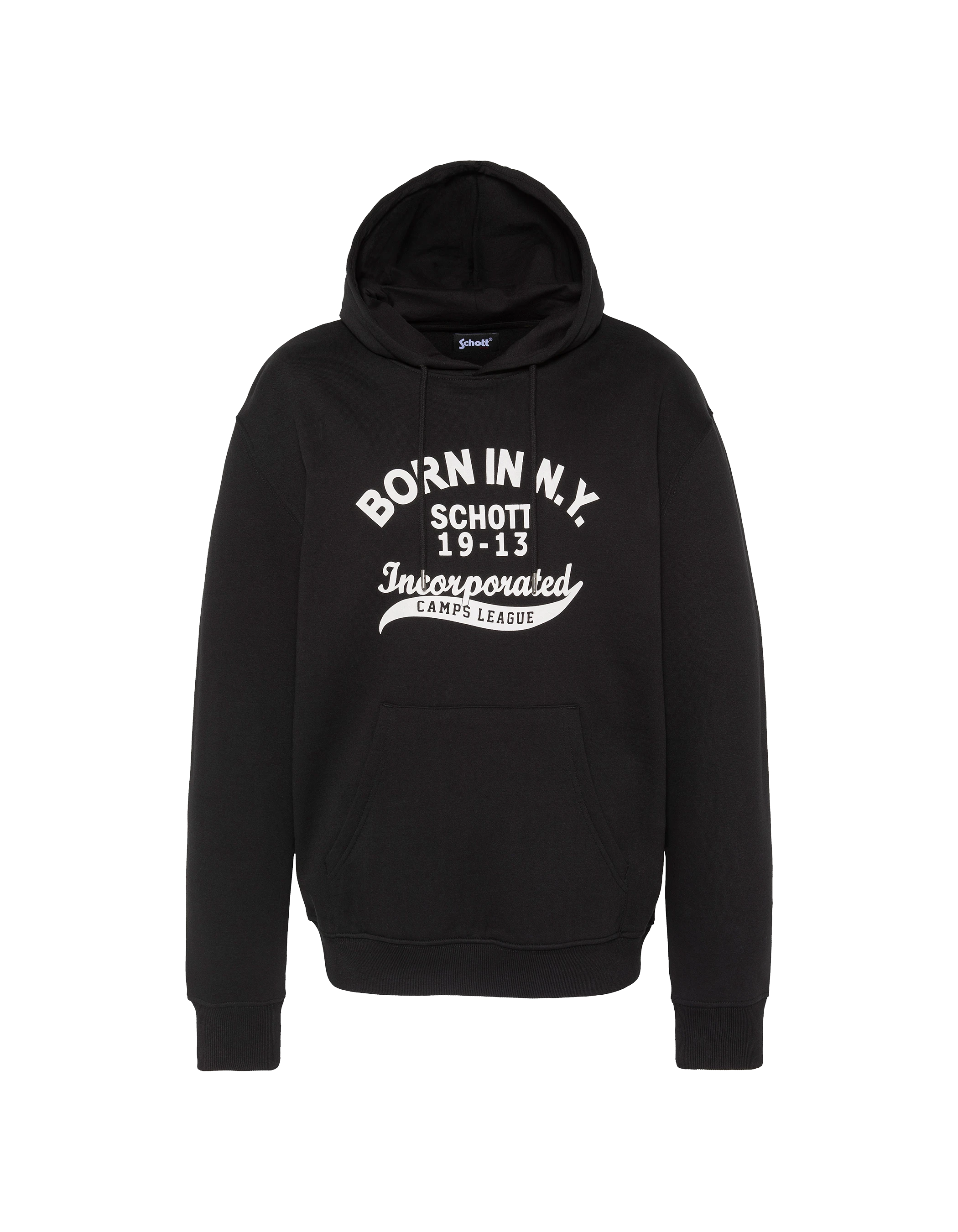 Black hooded sweatshirt printed “BORN IN N.Y.”-1