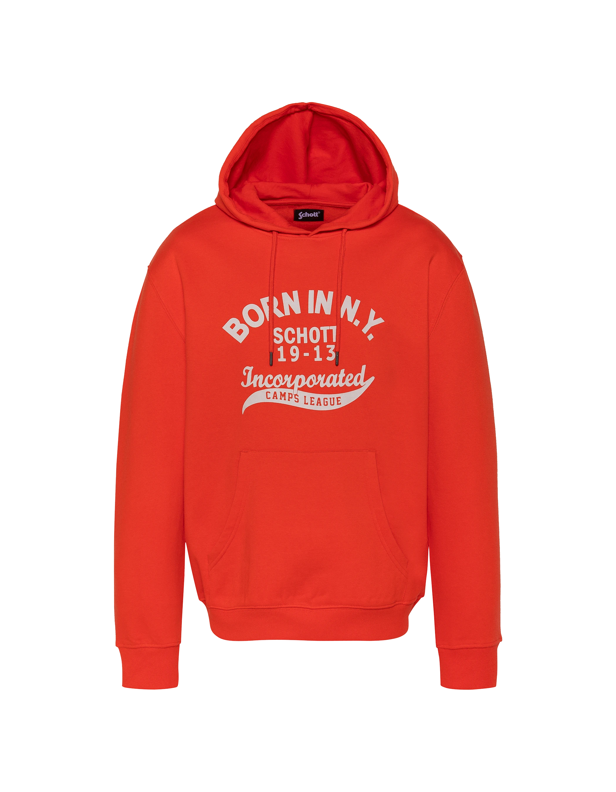 Orangefarbenes Kapuzensweatshirt mit der Aufschrift „BORN IN N.Y.“ drucken-1