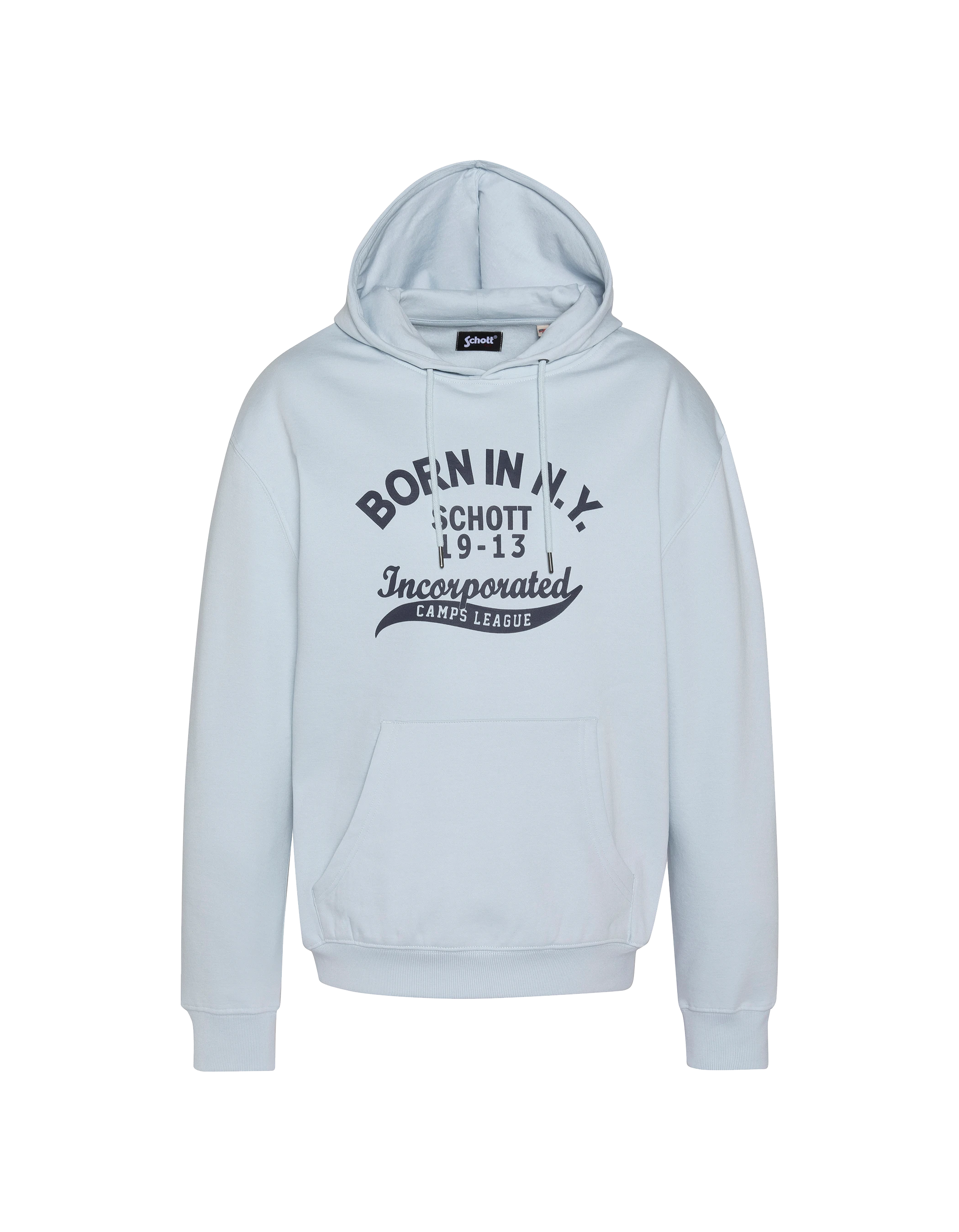 Himmelblaues Kapuzensweatshirt mit der Aufschrift „BORN IN N.Y.“ drucken-1