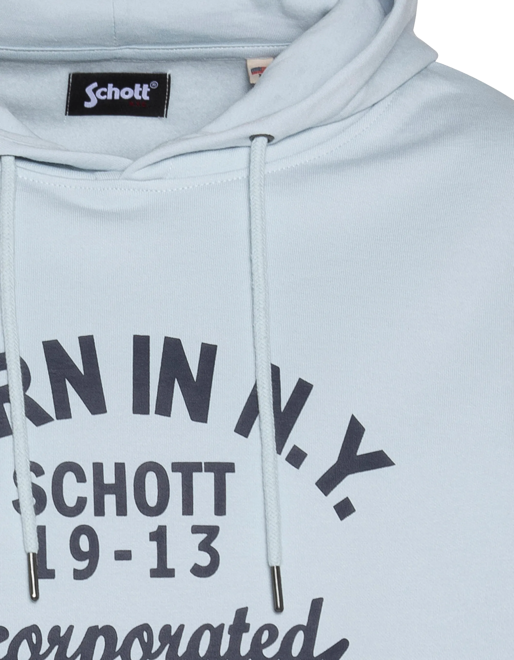 Himmelblaues Kapuzensweatshirt mit der Aufschrift „BORN IN N.Y.“ drucken-3