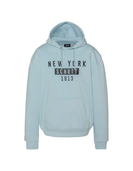 Sweatshirt à capuche NEW YORK bleu ciel