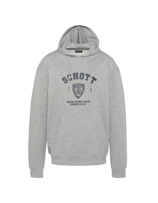 Sweatshirt à capuche gris chiné imprimé NYPD