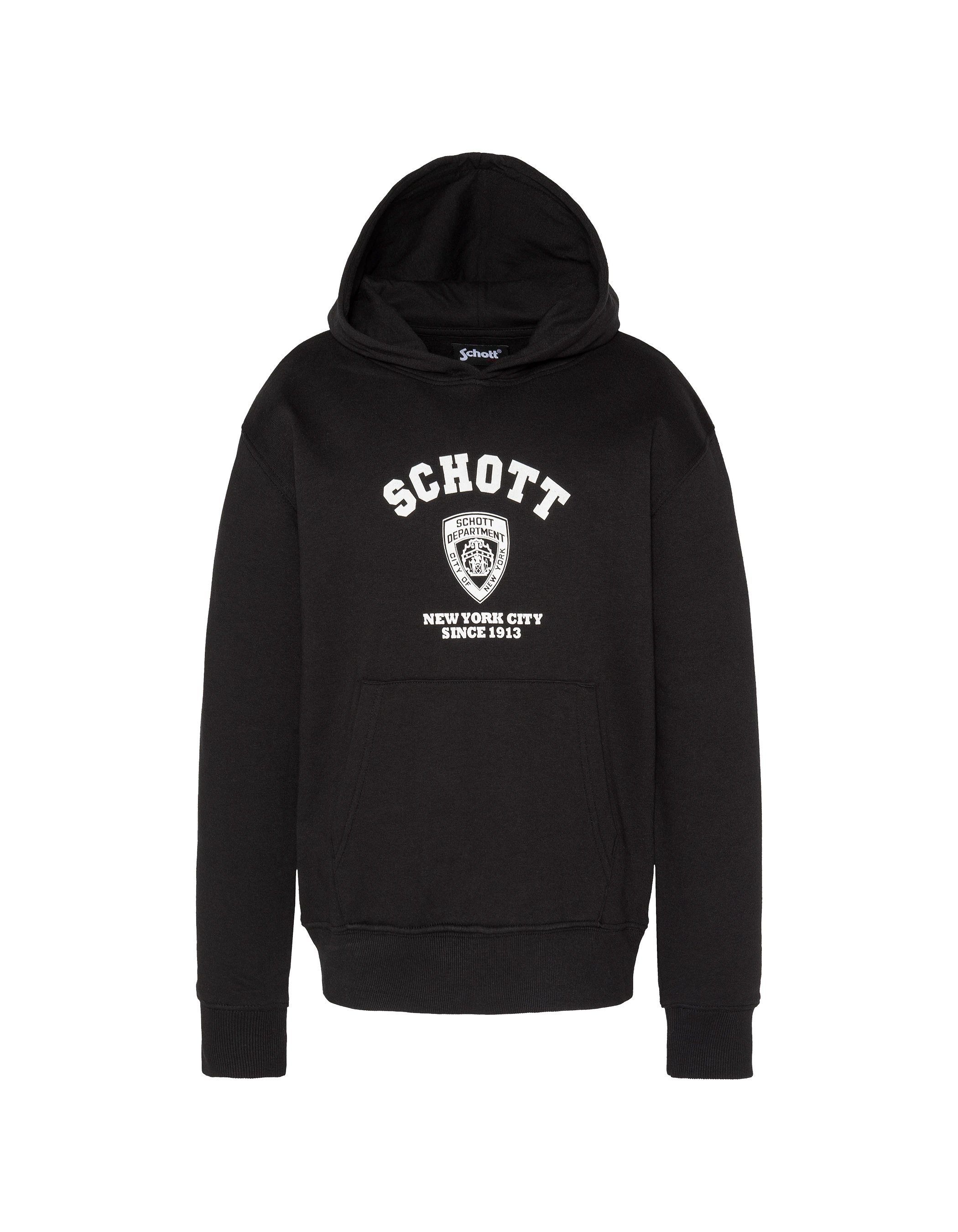 Felpa con cappuccio nero stampato per bambini-1