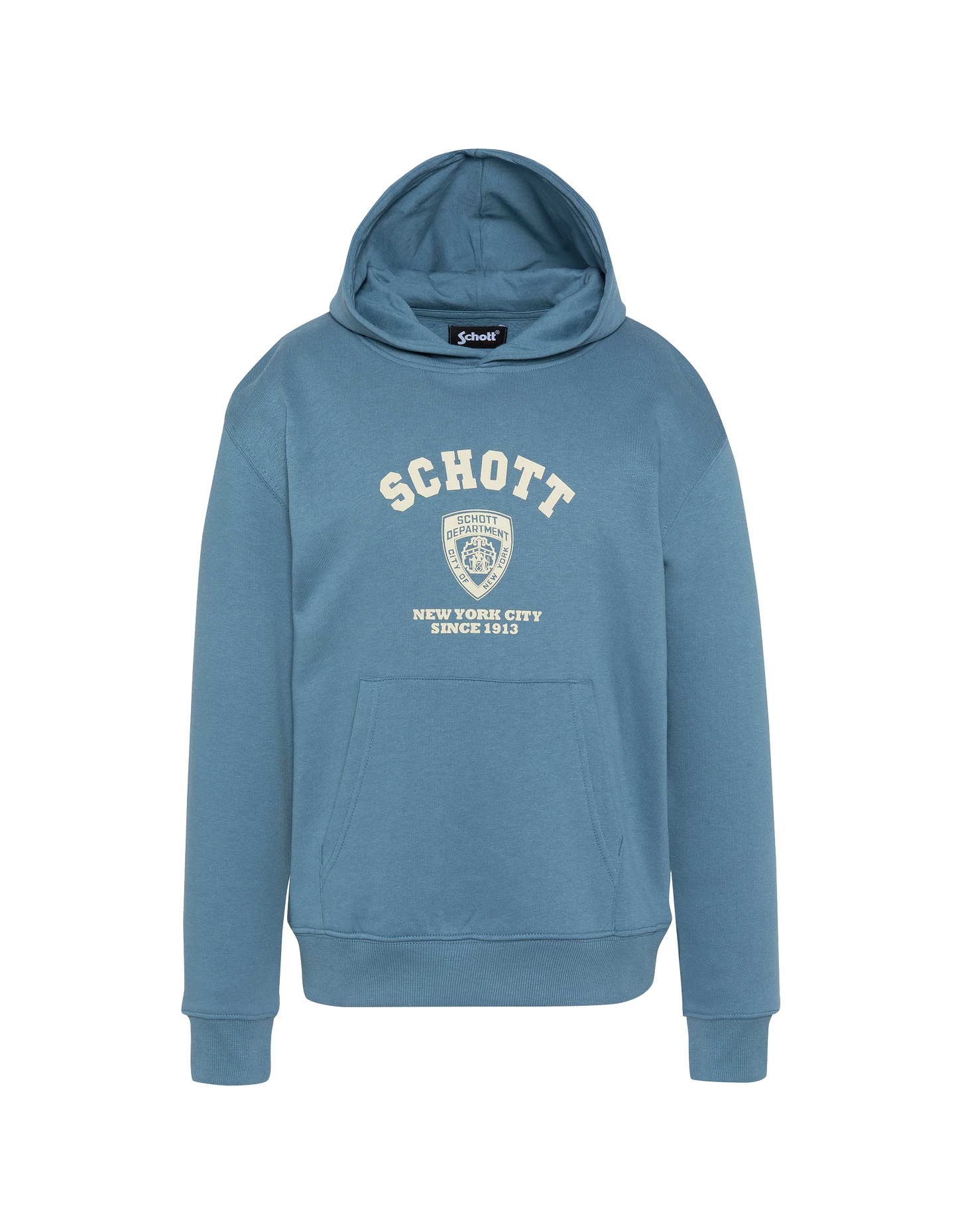 Felpa con cappuccio blu stampato blu per bambini