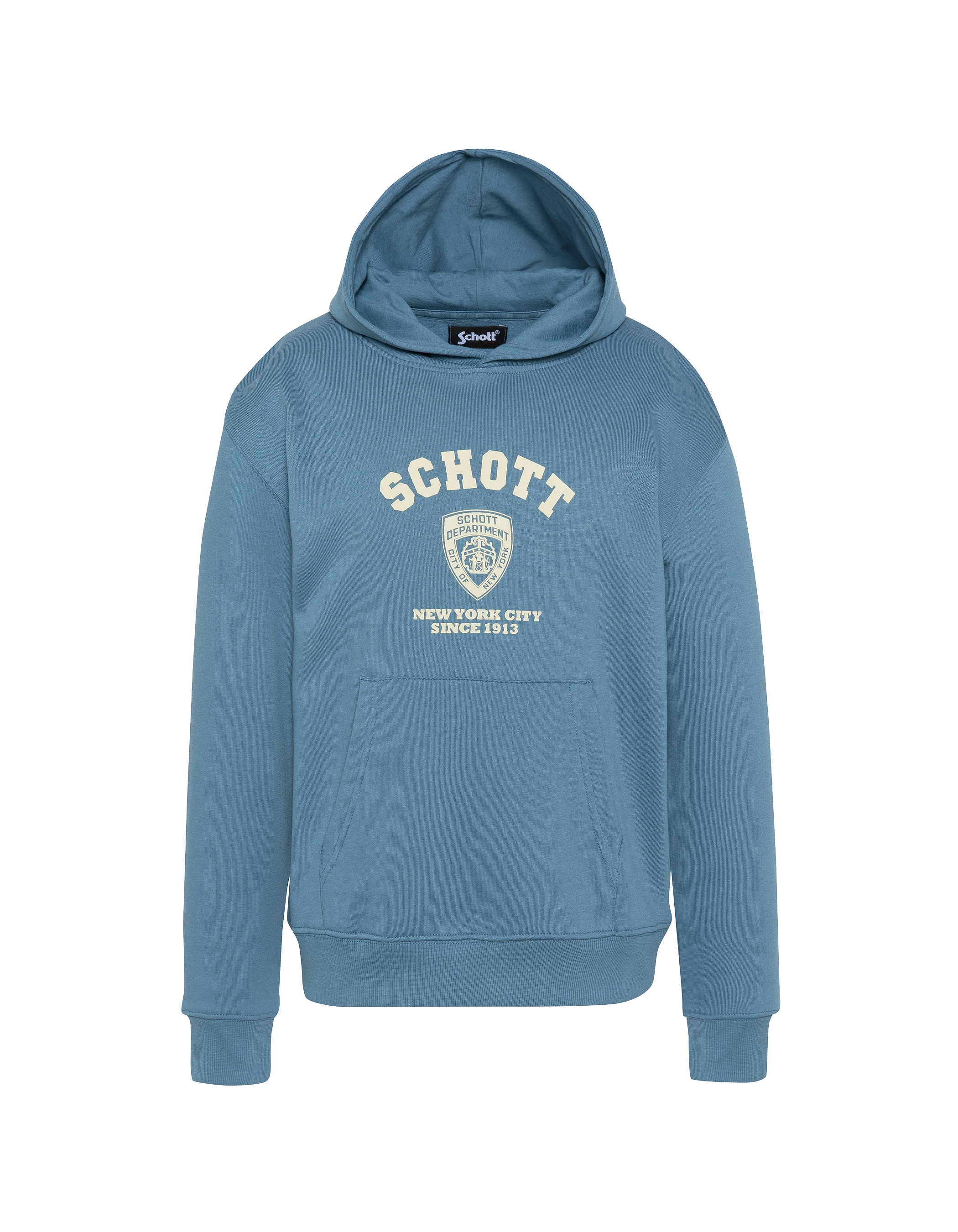 Felpa con cappuccio blu stampato blu per bambini-1