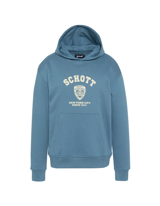Felpa con cappuccio blu stampato blu per bambini