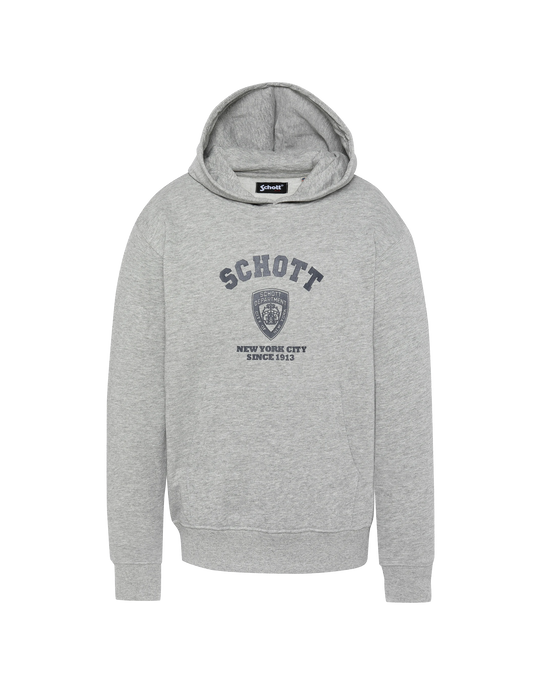 Sweatshirt à capuche gris chiné imprimé enfant