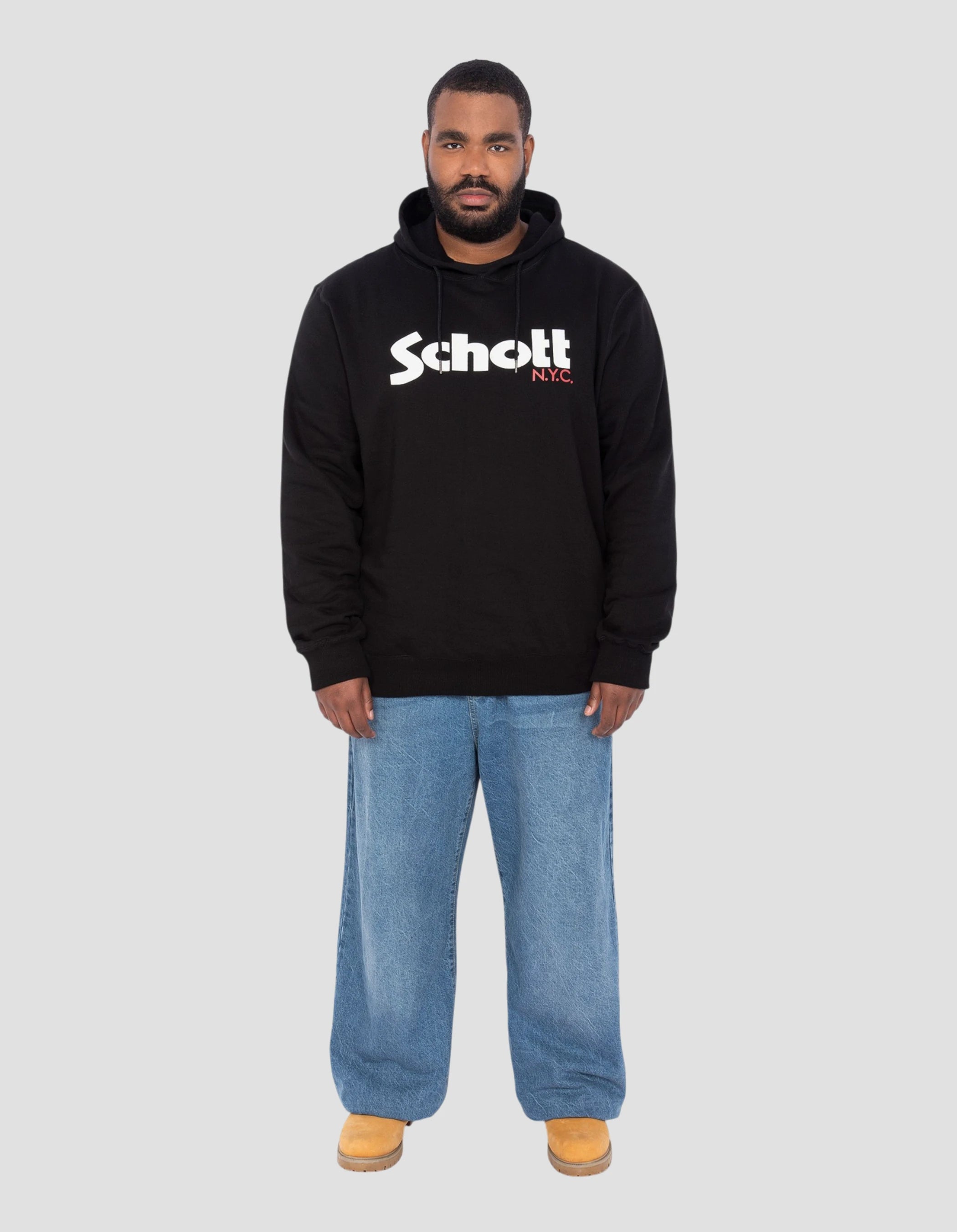 Sweatshirt noir à capuche, grande taille-1