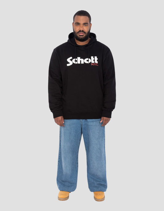 Felpa con cappuccio nero, grandi dimensioni