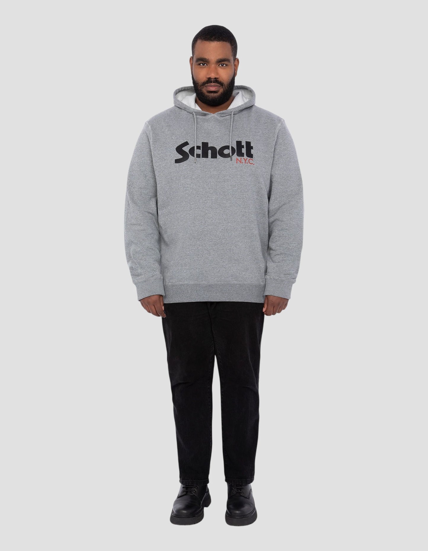 Felpa grigia con cappuccio con cappuccio, grandi dimensioni