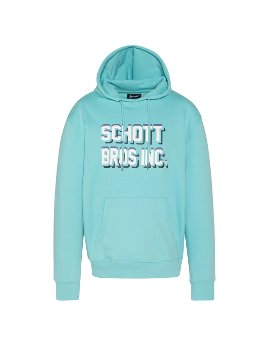 Sudadera con capucha color laguna estampada con “SCHOTT BROS INC. »
