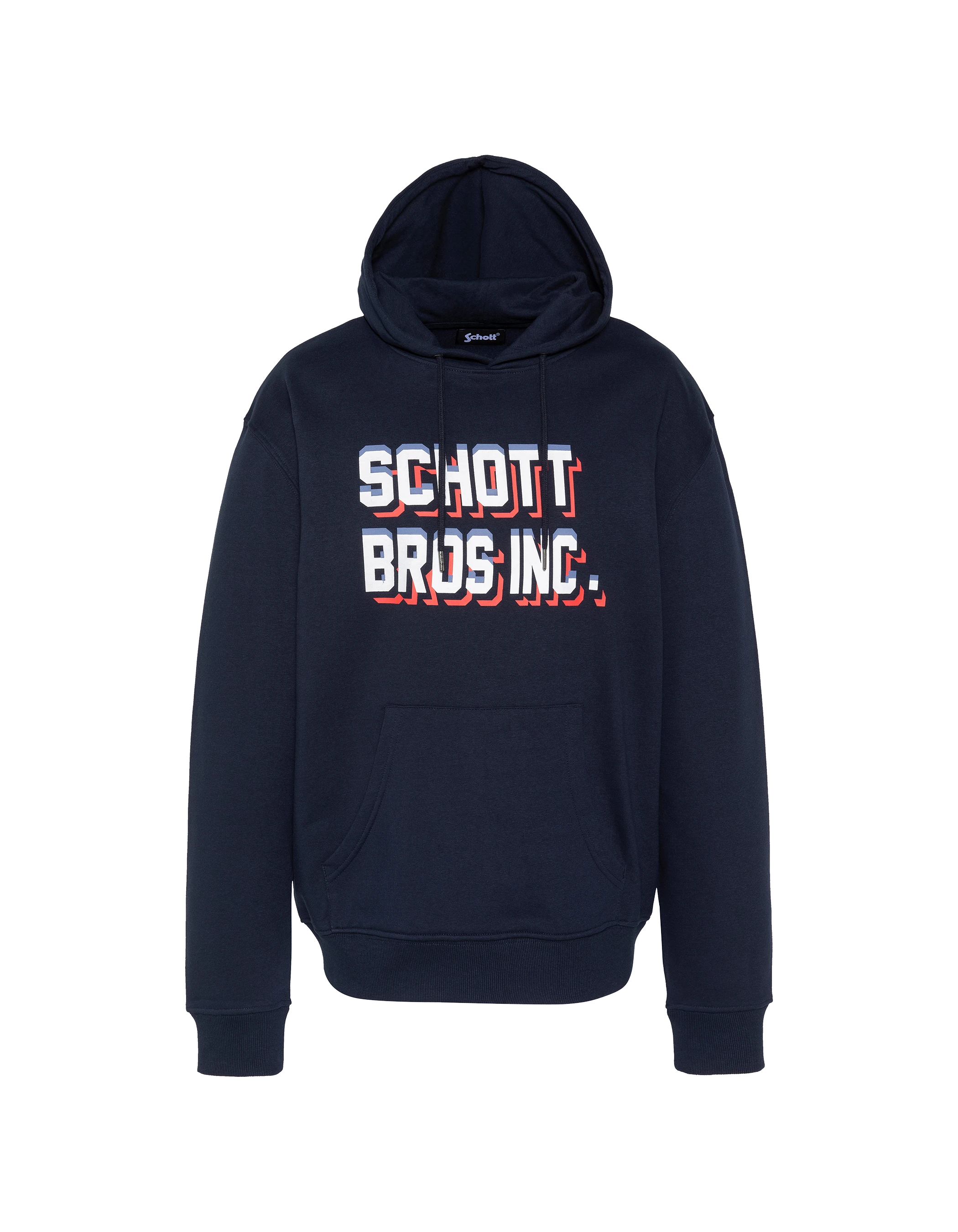 Marineblaues Kapuzensweatshirt mit Aufdruck „SCHOTT BROS INC.“ »-1