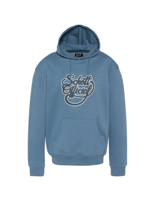Blue denim hooded sweatshirt printed Schott Official