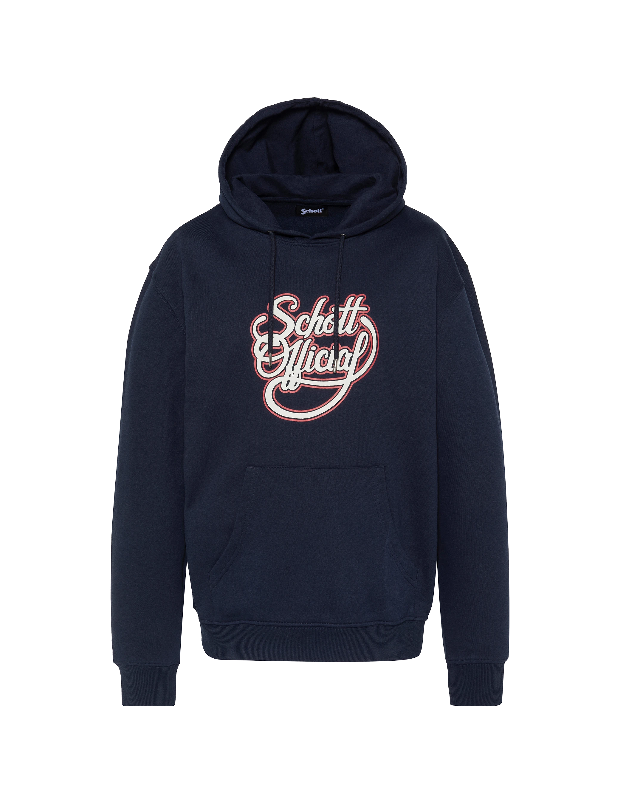 Marineblaues Schott Official Kapuzensweatshirt mit Aufdruck-1
