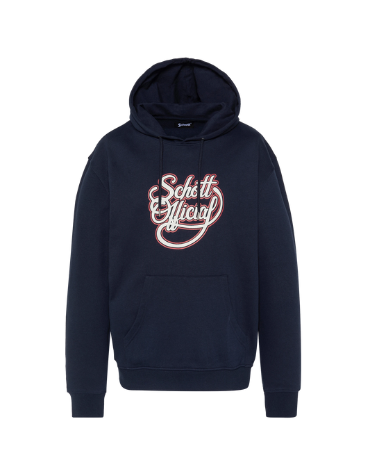 Sweatshirt bleu marine à capuche imprimé Schott Official