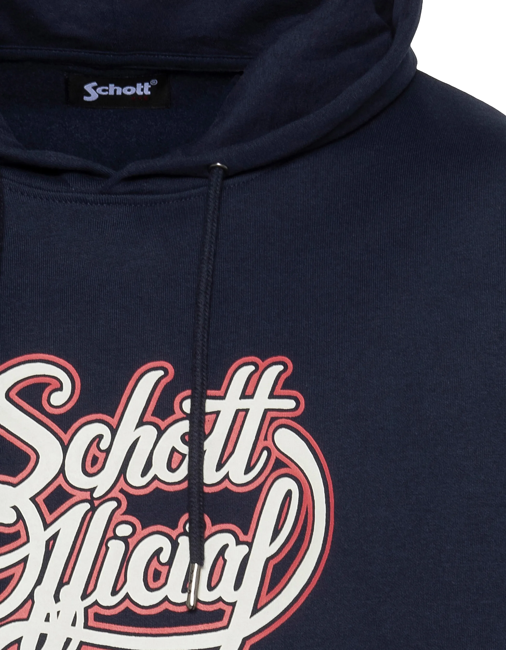 Marineblaues Schott Official Kapuzensweatshirt mit Aufdruck-3
