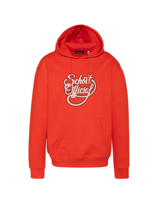 Felpa con cappuccio stampata arancione Schott Official