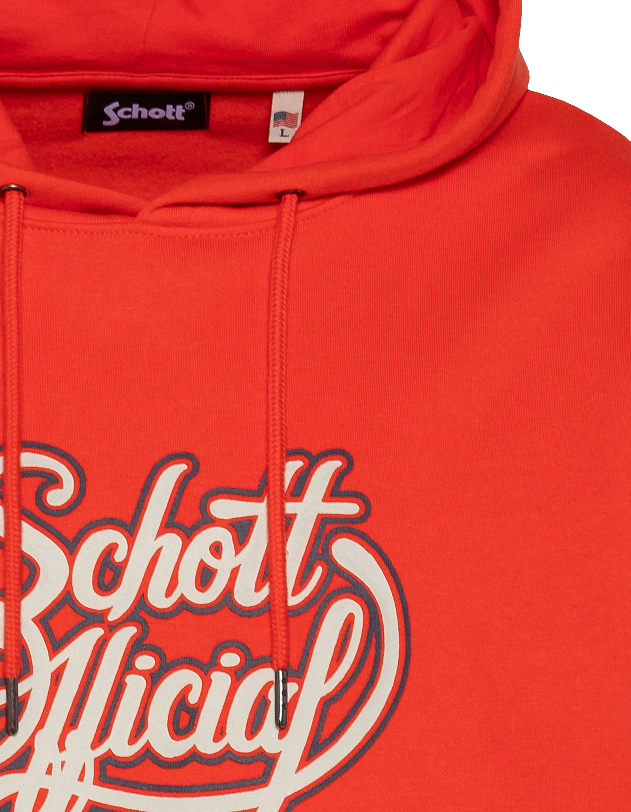 Orangefarbenes Schott-Kapuzenpullover mit offiziellem Aufdruck-3