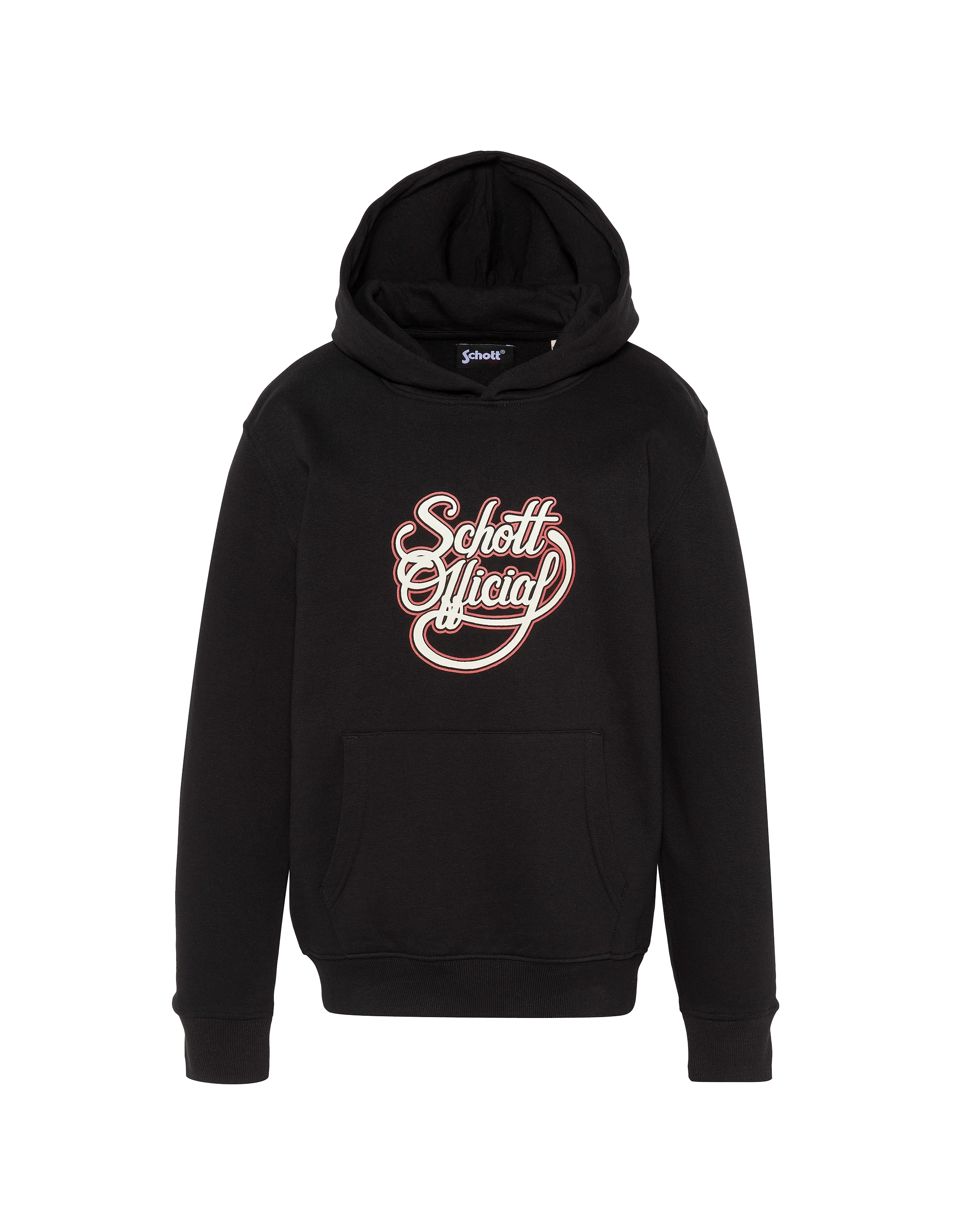 Schwarzes bedrucktes Kapuzensweatshirt von Schott Official für Kinder-1