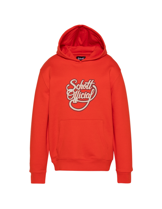 Sweatshirt orange à capuche imprimé Schott Official enfant