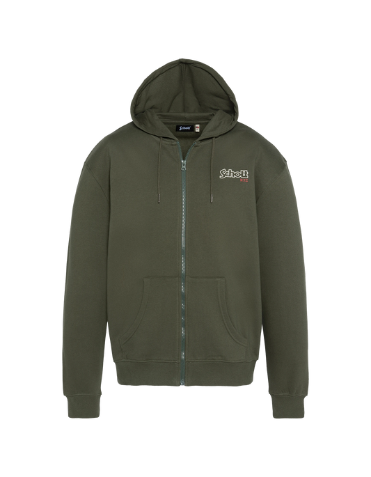 Khaki -Sweatshirt mit Kapuze mit Kapuze