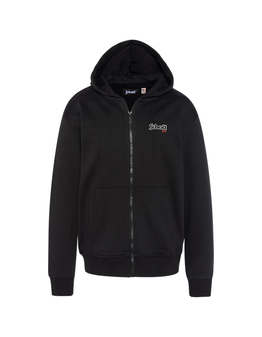 Schwarzes Kapuzensweatshirt mit Reißverschluss für Kinder