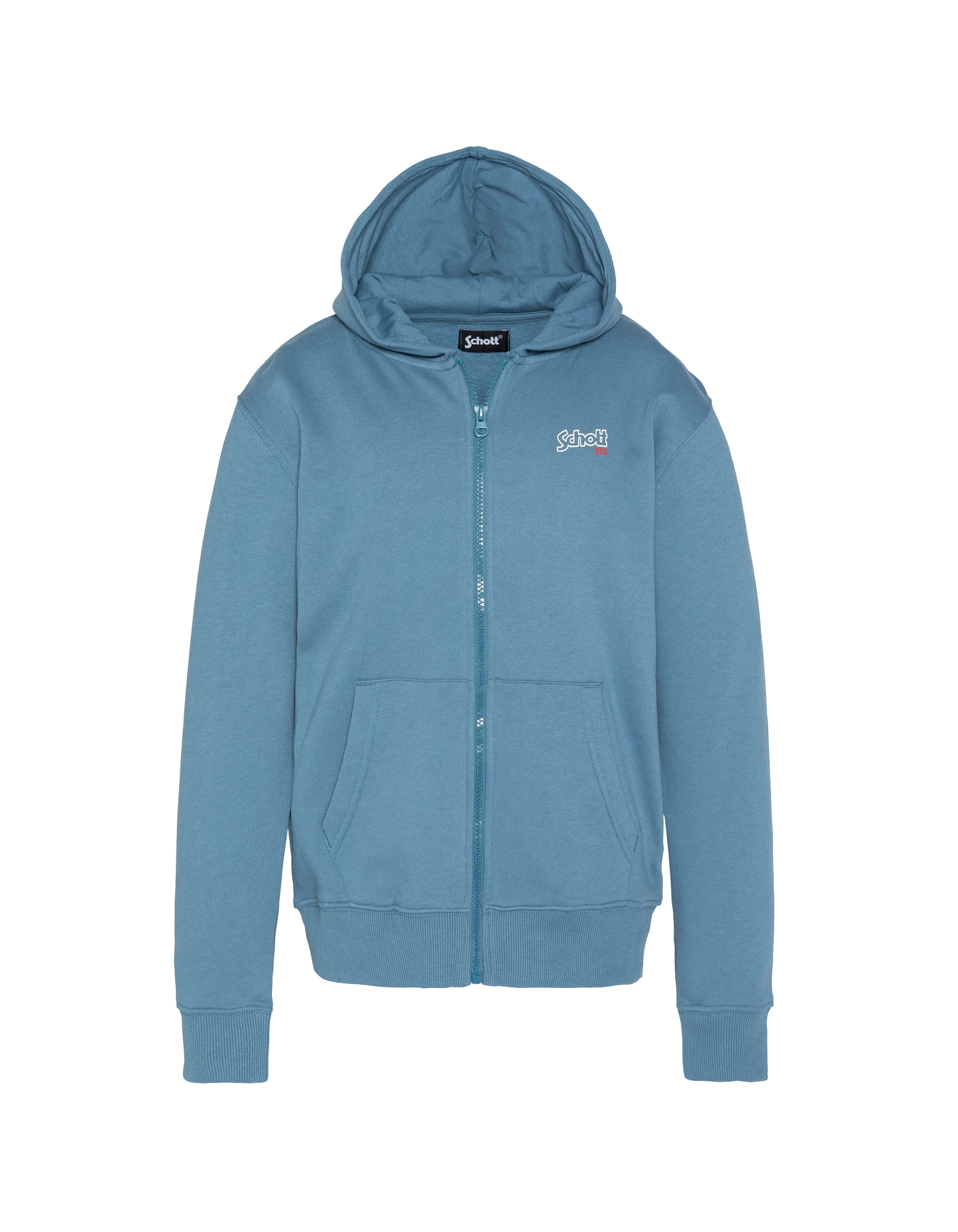 Jeans della felpa con zipped blu con cappuccio per bambini